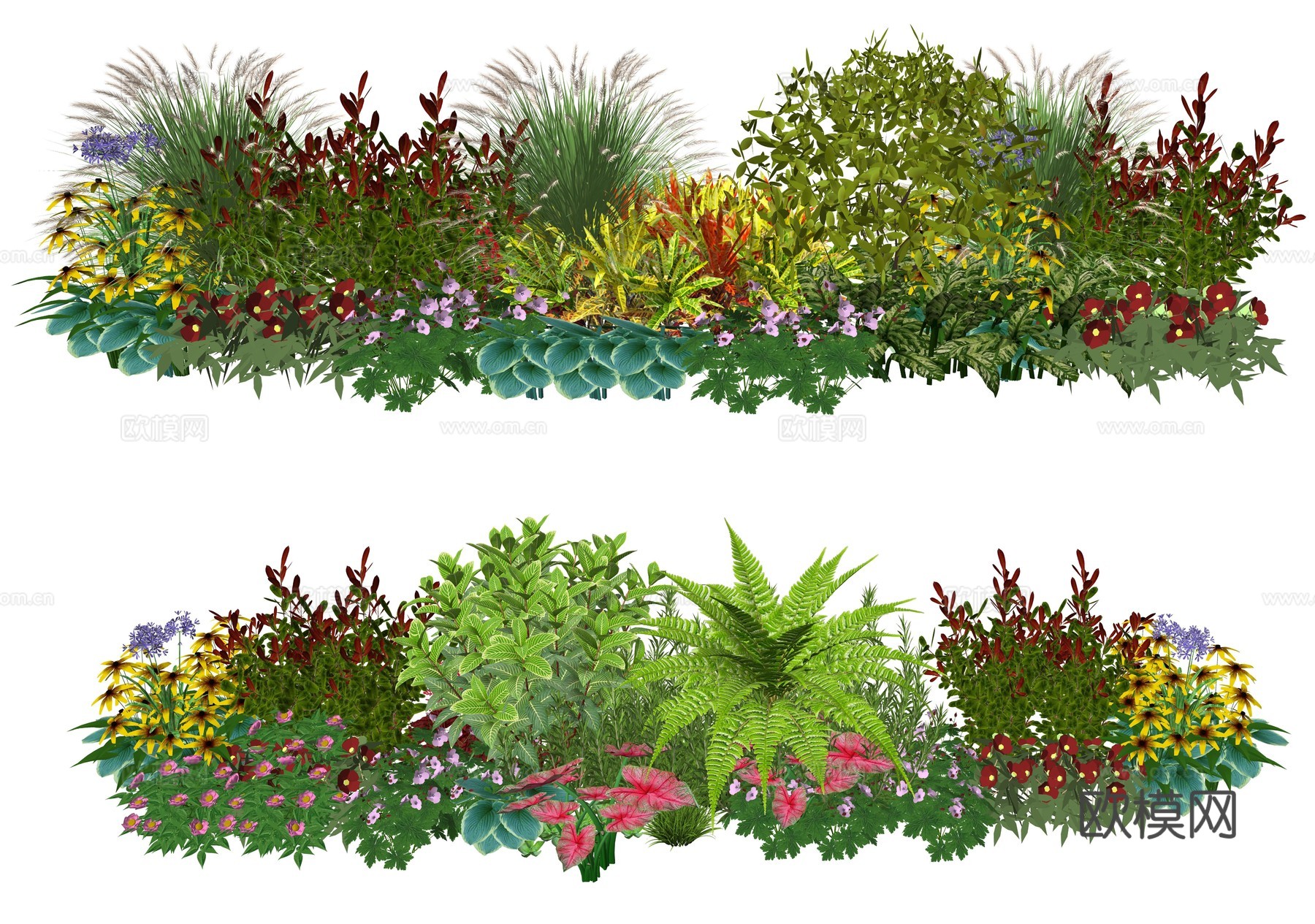 现代花卉植物堆景观组合su模型