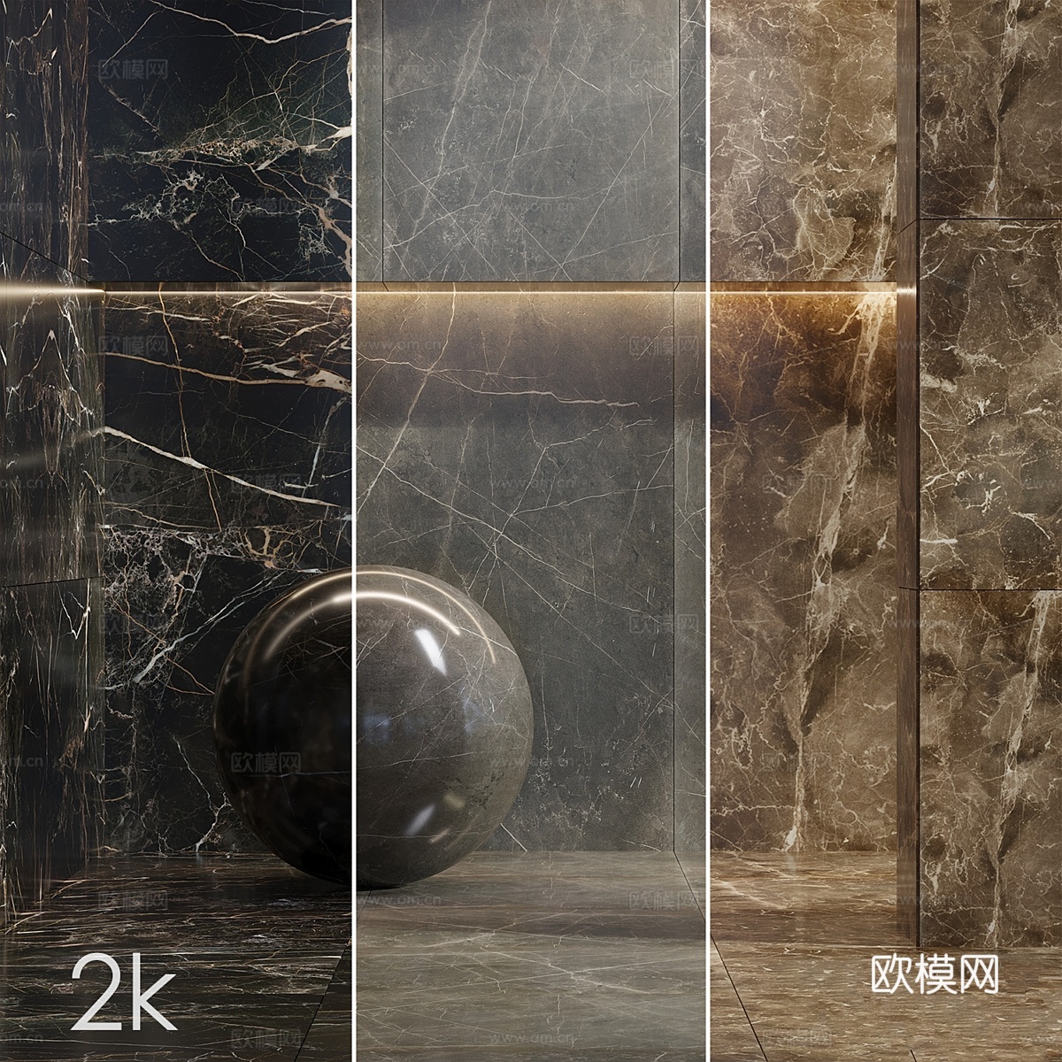 凯撒套装26 - 大理石组合 - 4种类型皇帝3d模型