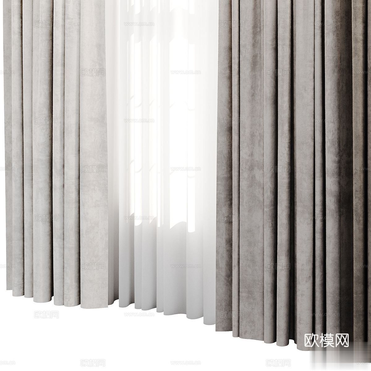 现代意式布艺窗帘3d模型