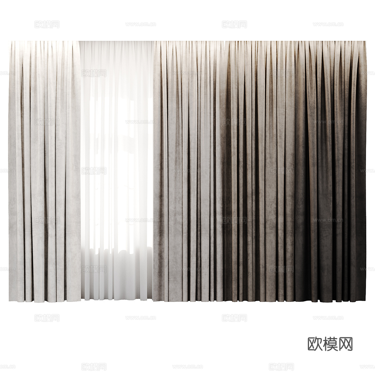 现代意式布艺窗帘3d模型