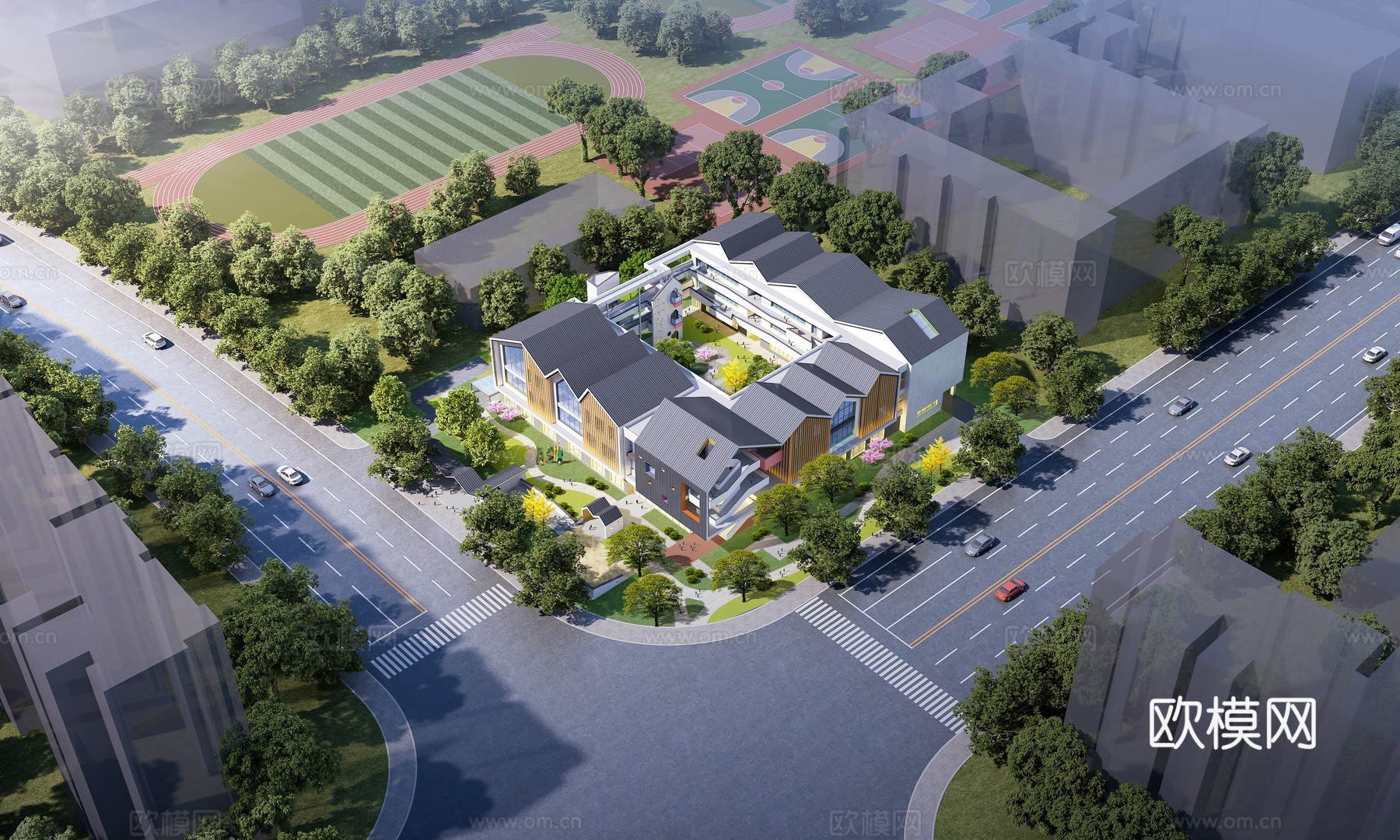幼儿园鸟瞰3d模型下载