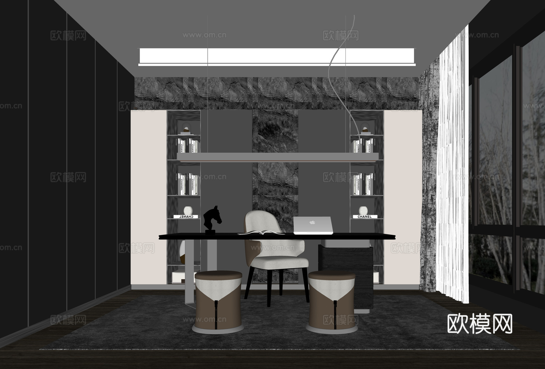 现代书房su模型