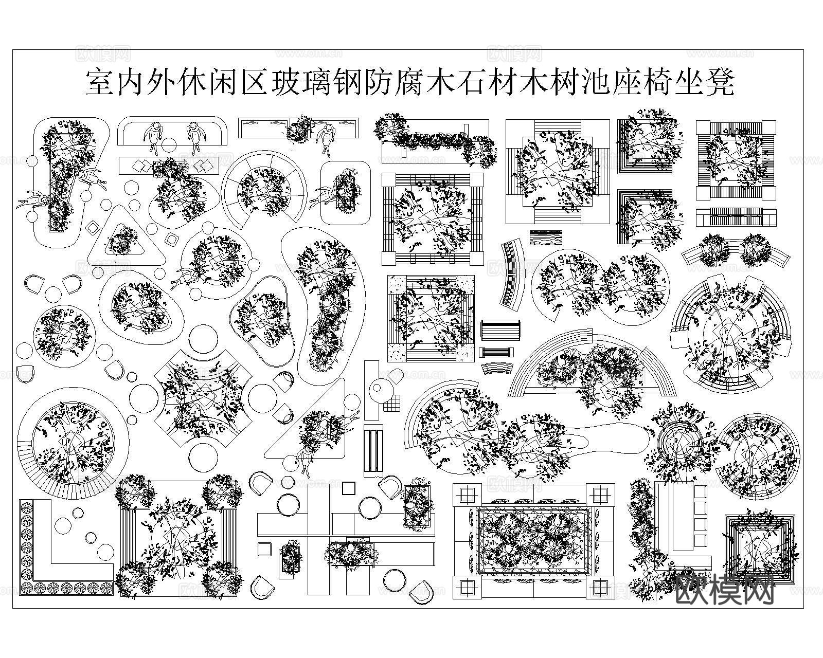 公园树池园林景观节点CADcad施工图