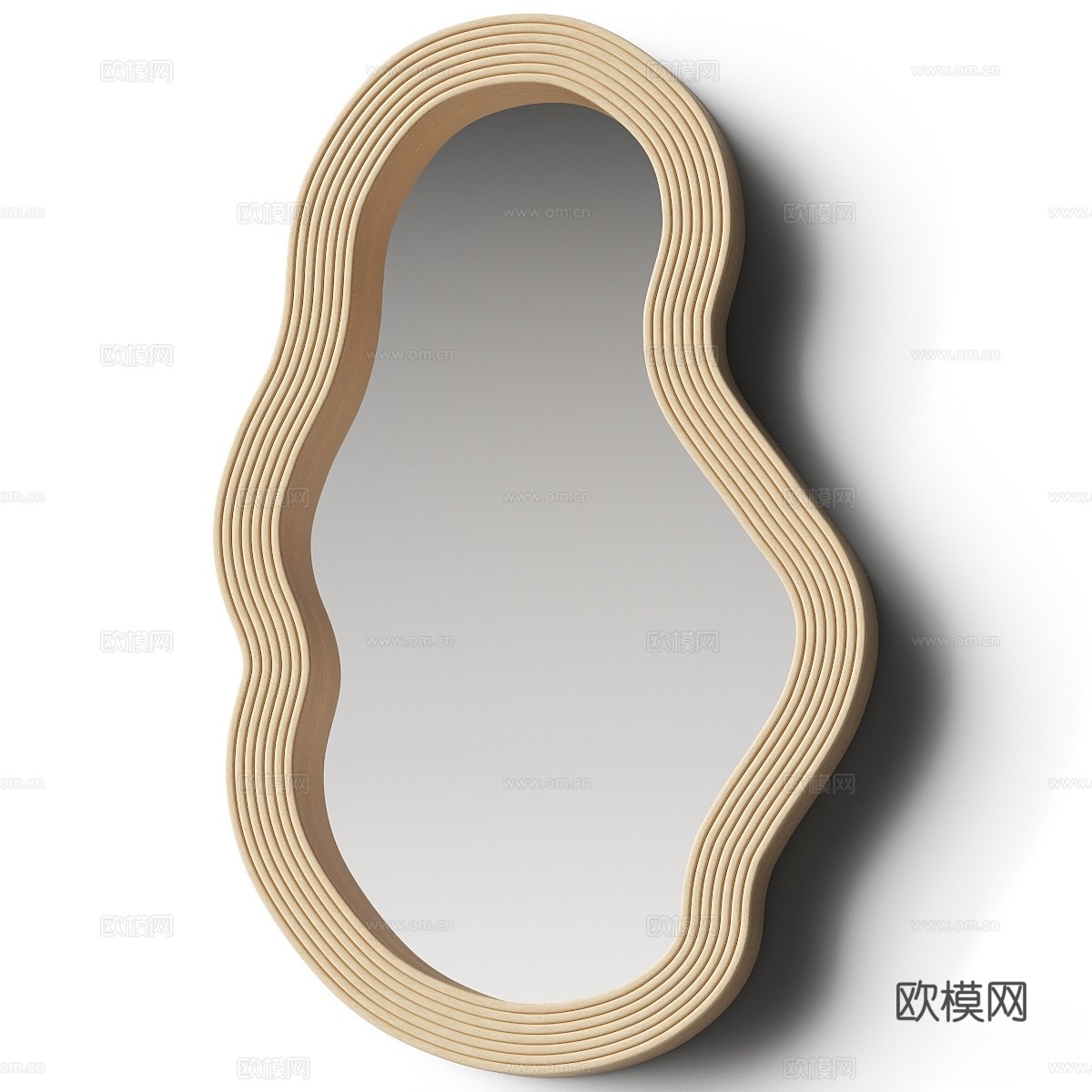 现代侘寂装饰镜子3d模型下载（渲染图1）