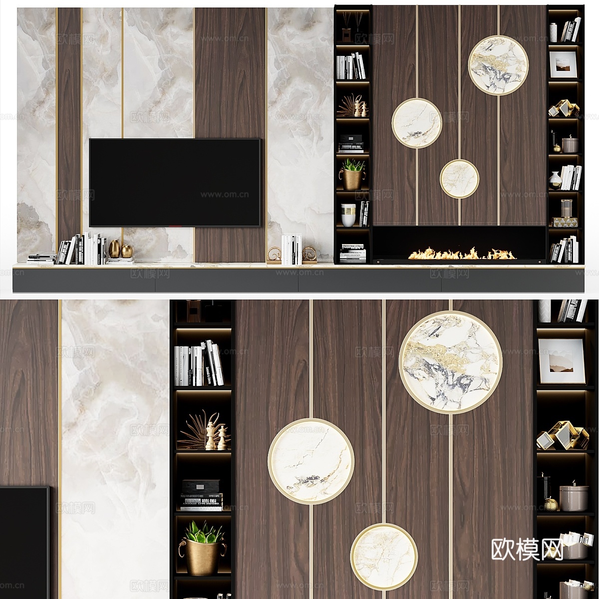 现代电视墙 933d模型下载