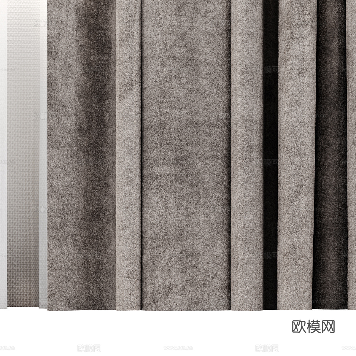 现代意式布艺窗帘3d模型