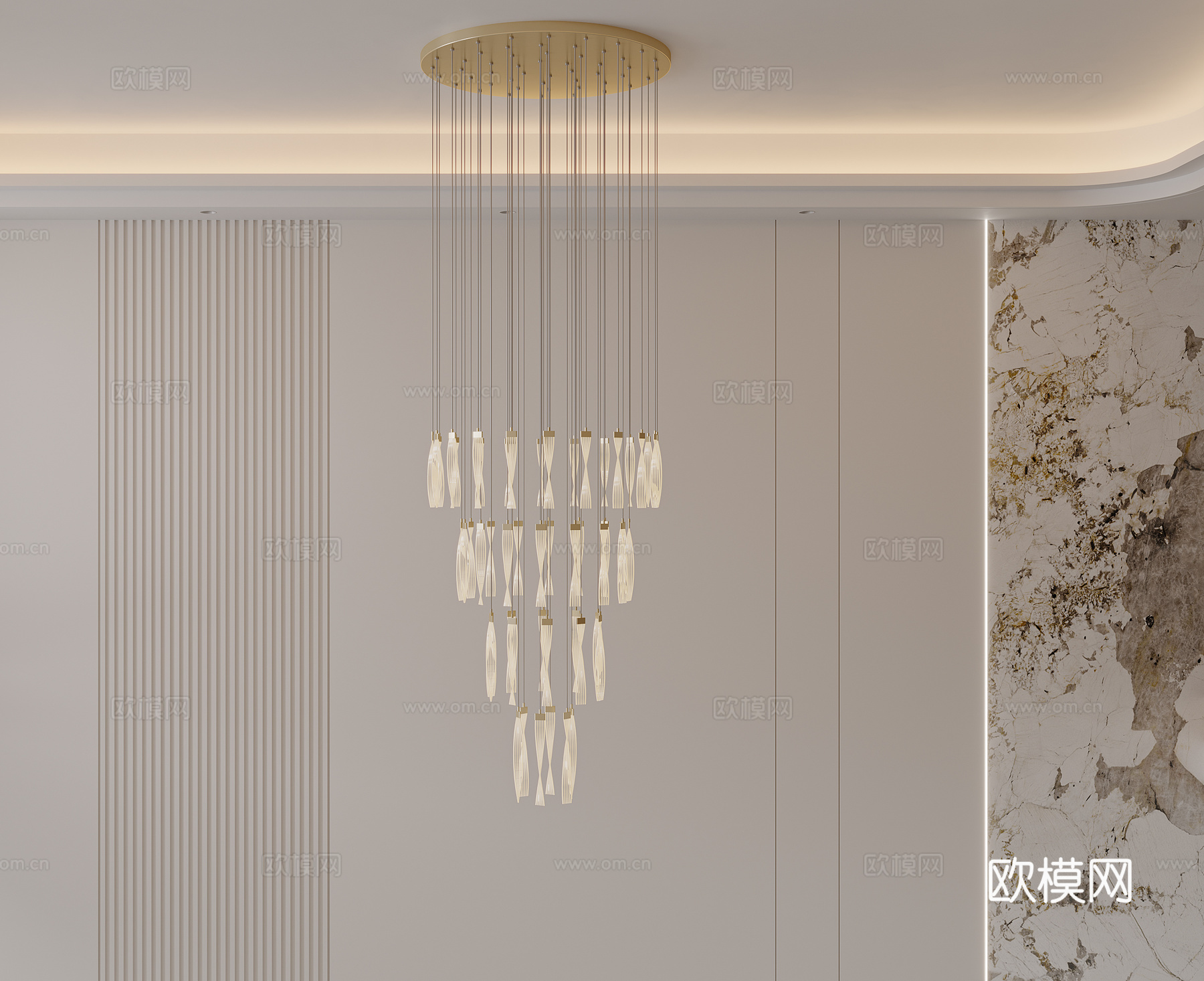 挑空水晶吊灯 楼梯间水晶吊灯3d模型下载