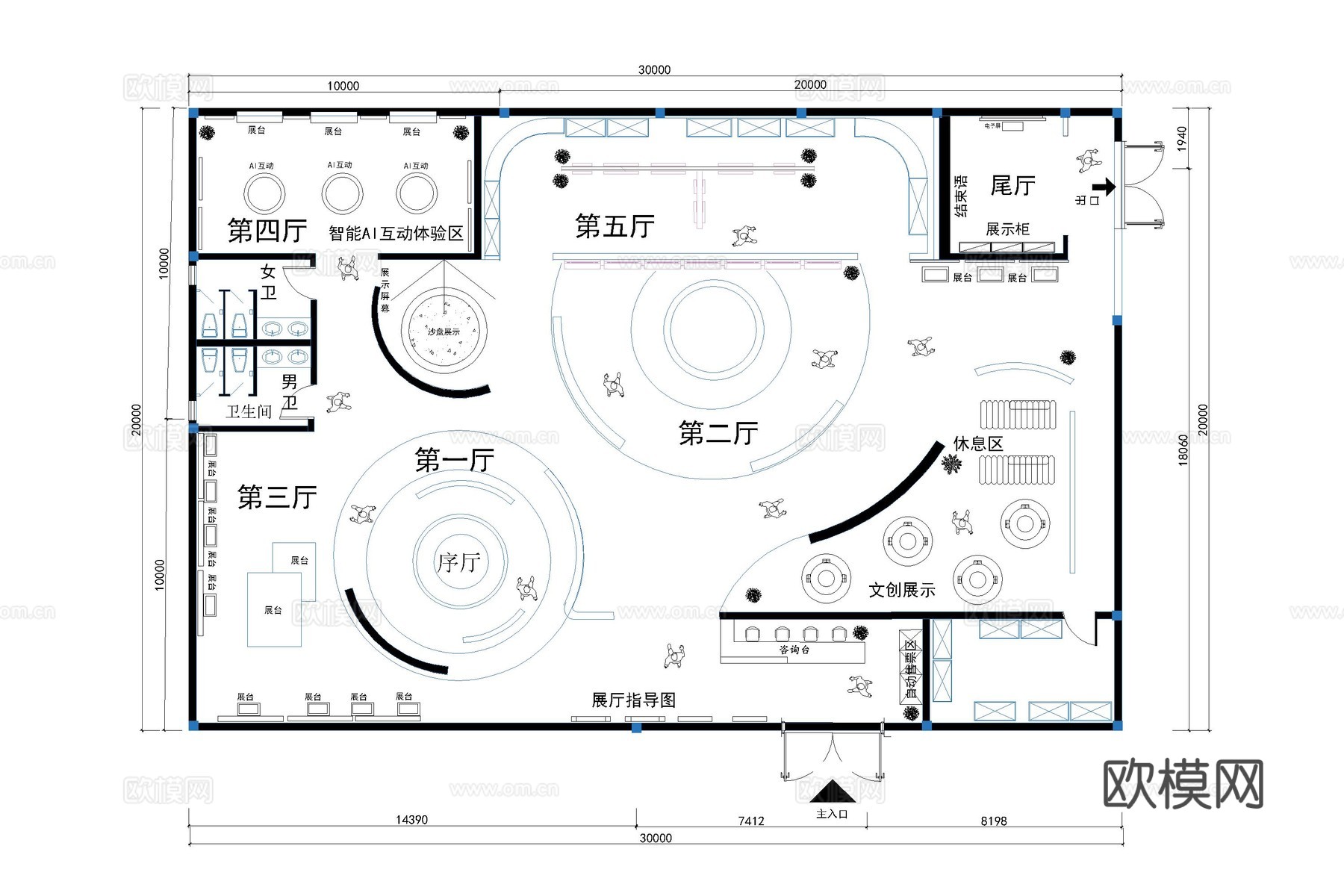 科技展厅 航天展厅 AI展厅 新能源展厅 航空展厅cad施工图