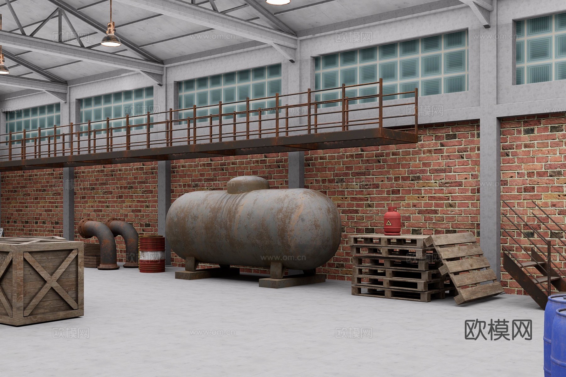仓库室内环境3d模型下载（渲染图3）