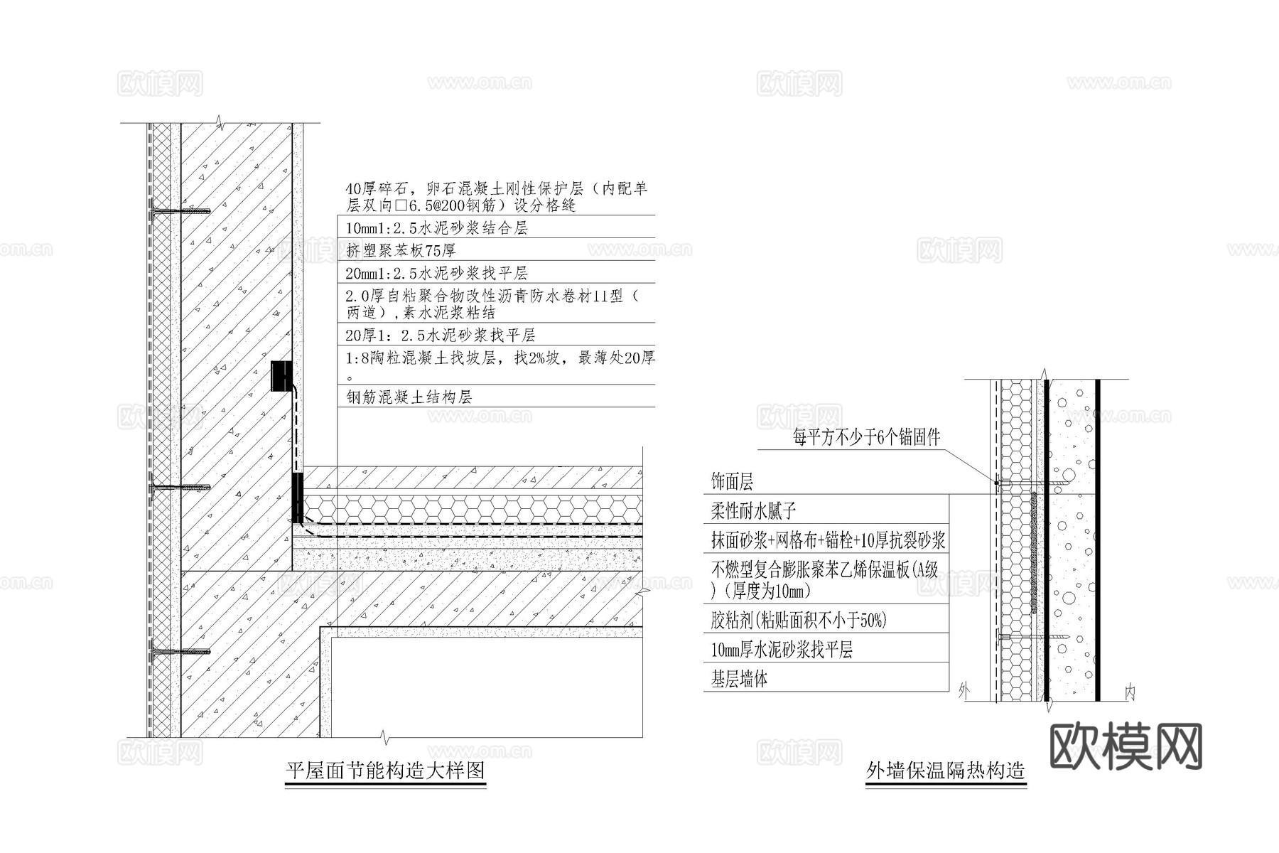建筑墙体保温 建筑保温构造节点 墙面保温隔热节点cad施工图