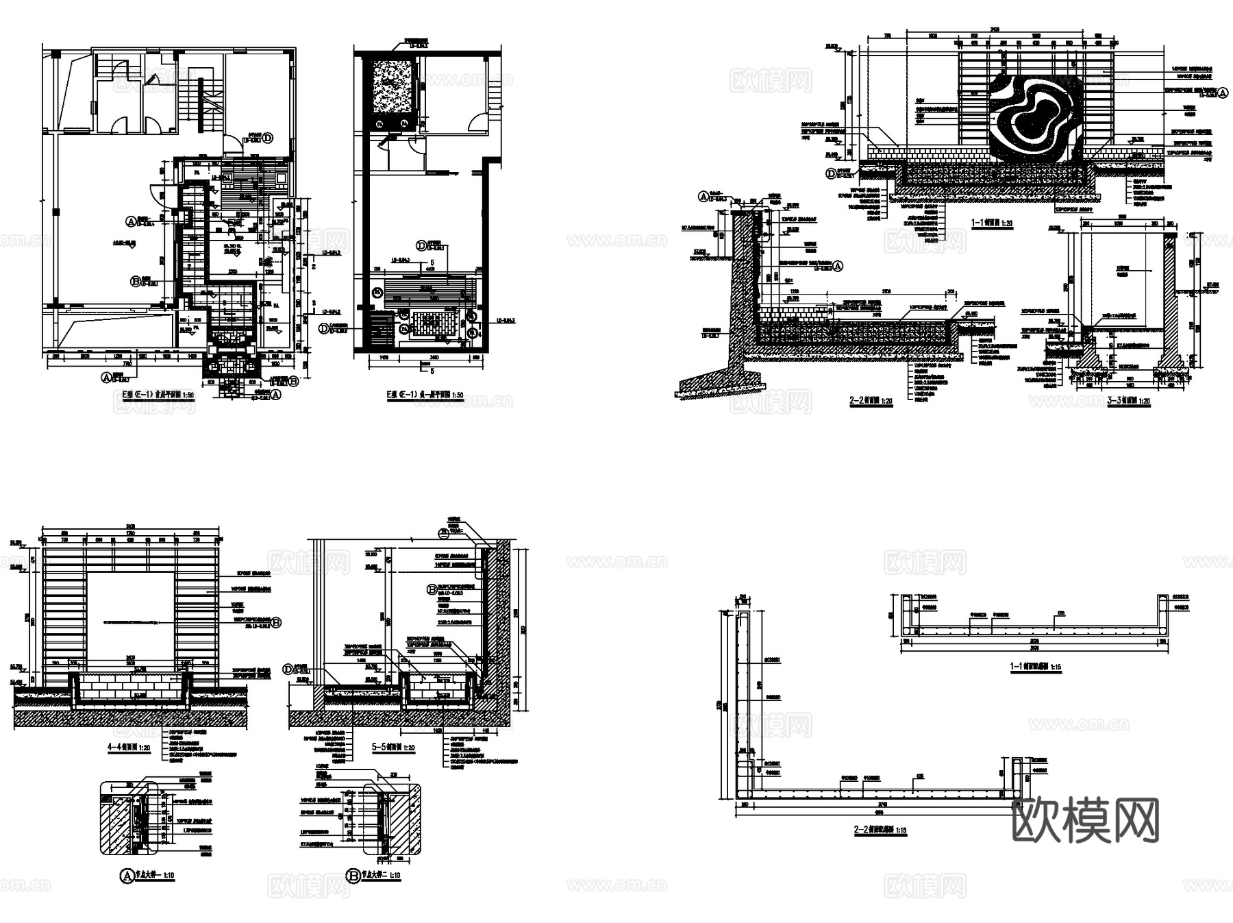 方直芙蓉墅各户型别墅景观CAD施工图集 5套cad施工图