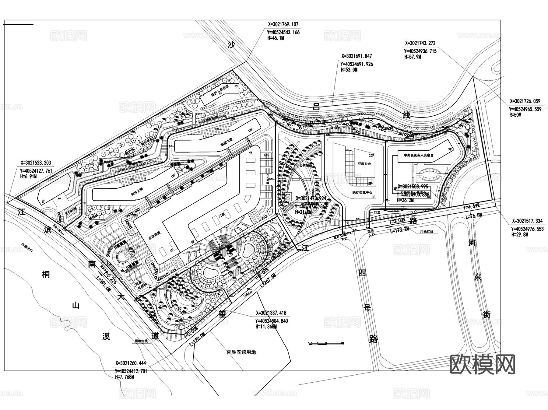 福鼎市医院百盛新院区医疗建筑平面CAD施工图+文本cad施工图