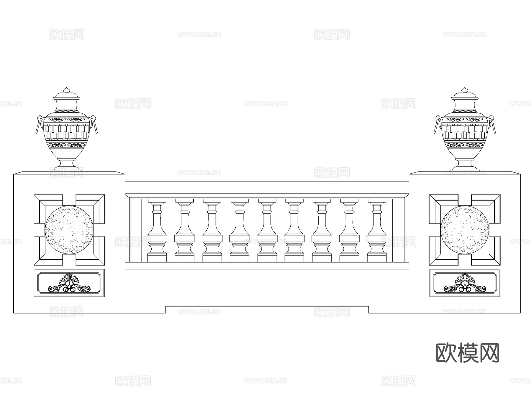 古建园林栏杆大样图块CAD施工图集 50套cad施工图