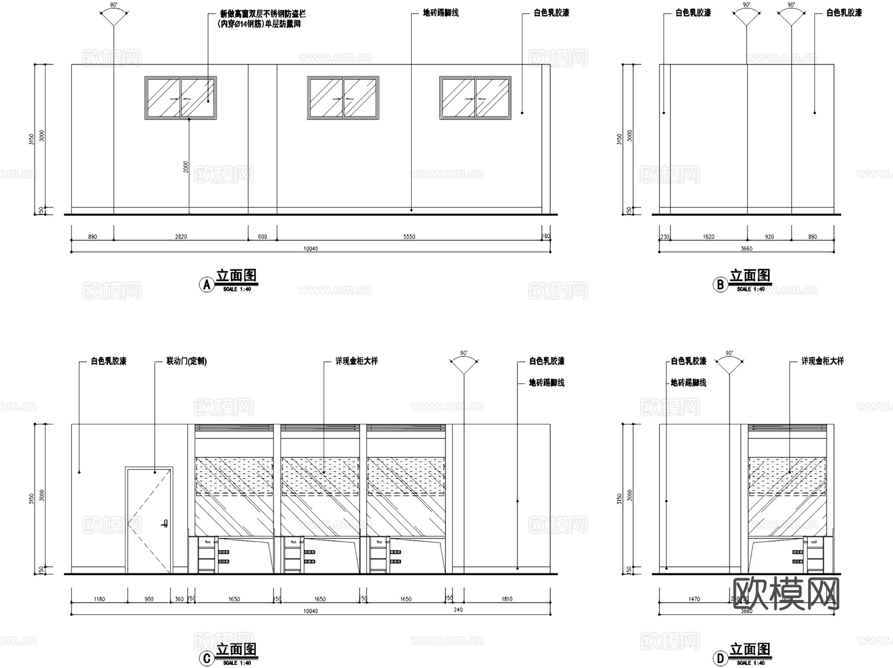 工商银行营业厅室内装饰CAD施工图全套cad施工图