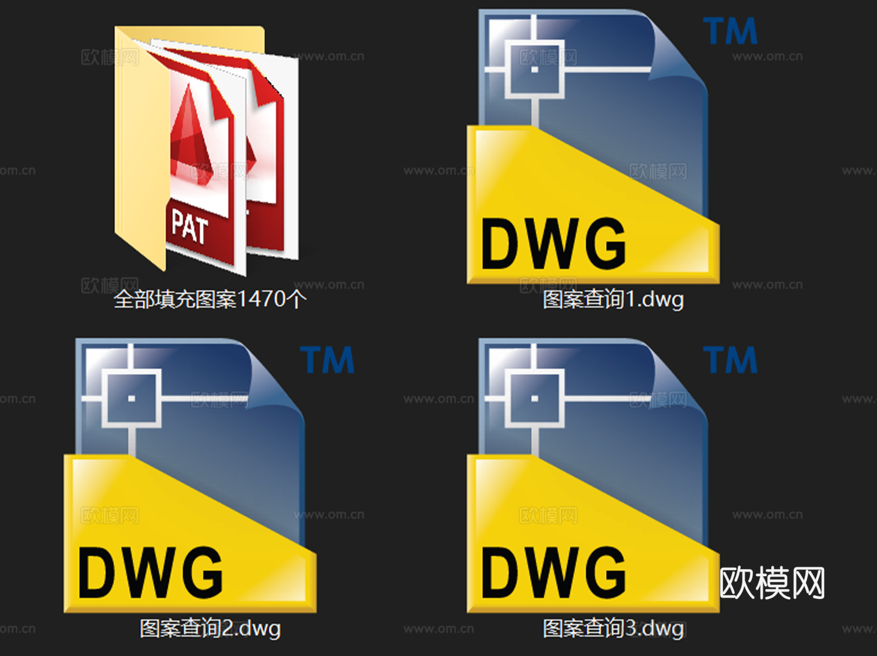 建筑景观CAD填充图案施工图集 1470个cad施工图
