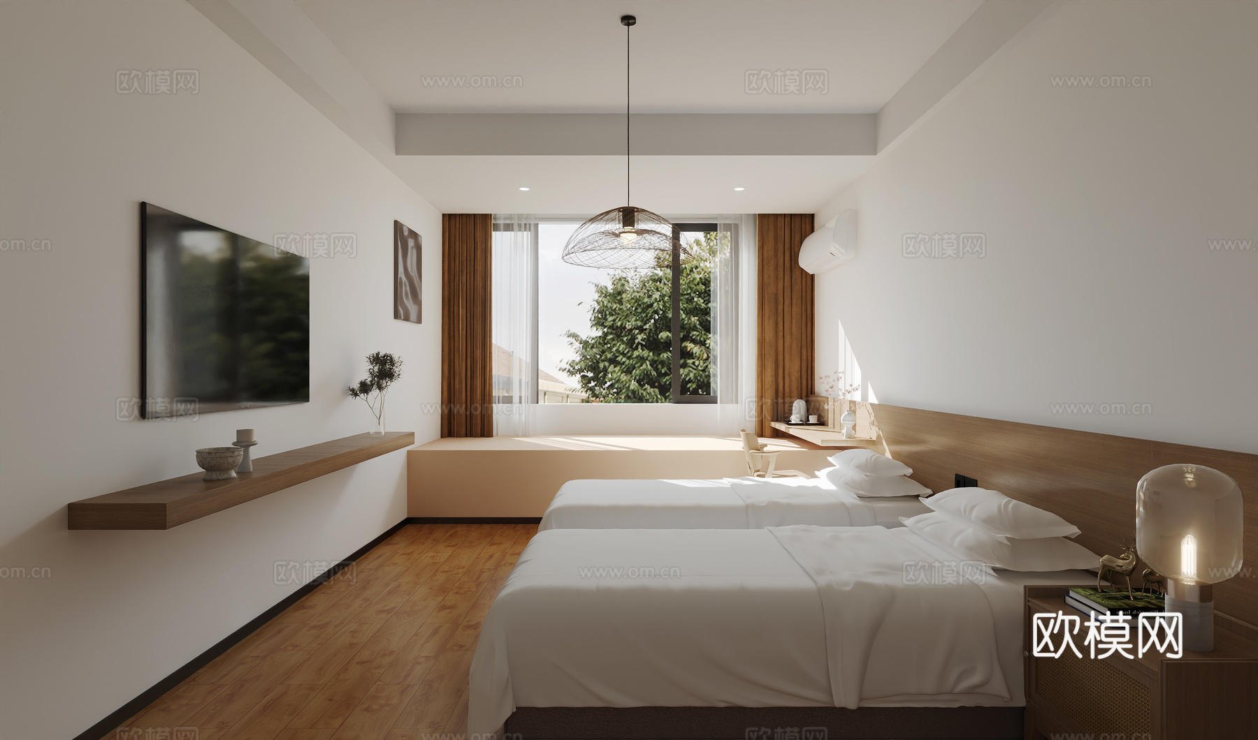 现代民宿客房3d模型下载