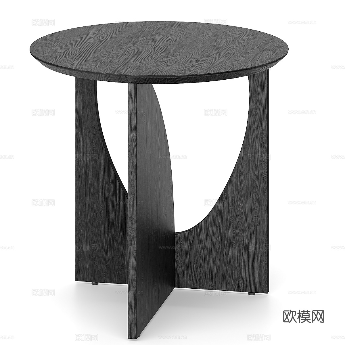 现代意式白蜡木圆边几3d模型下载（渲染图1）