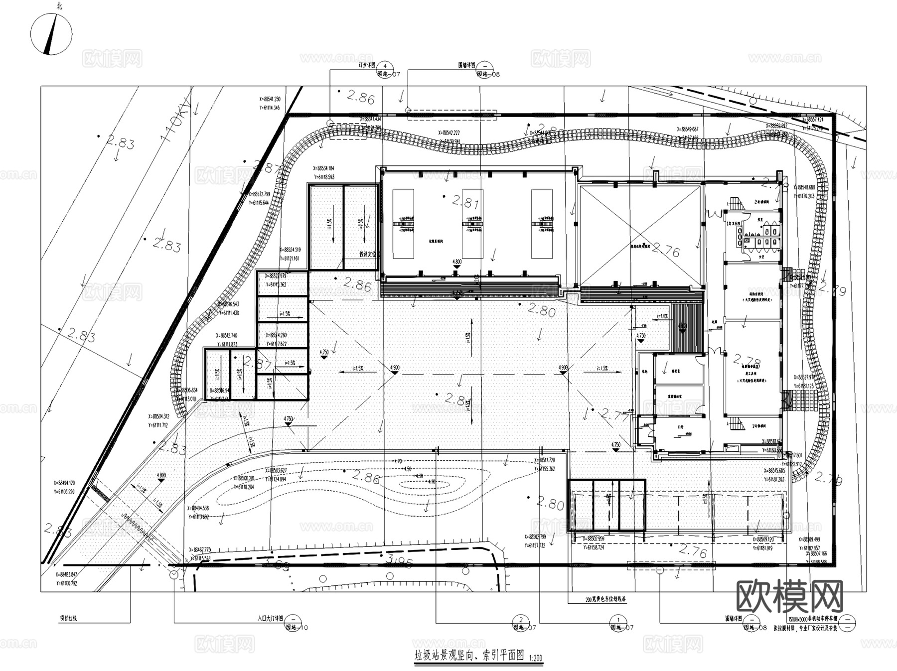 杭州仓前街道垃圾中转站建筑CAD施工图全套cad施工图