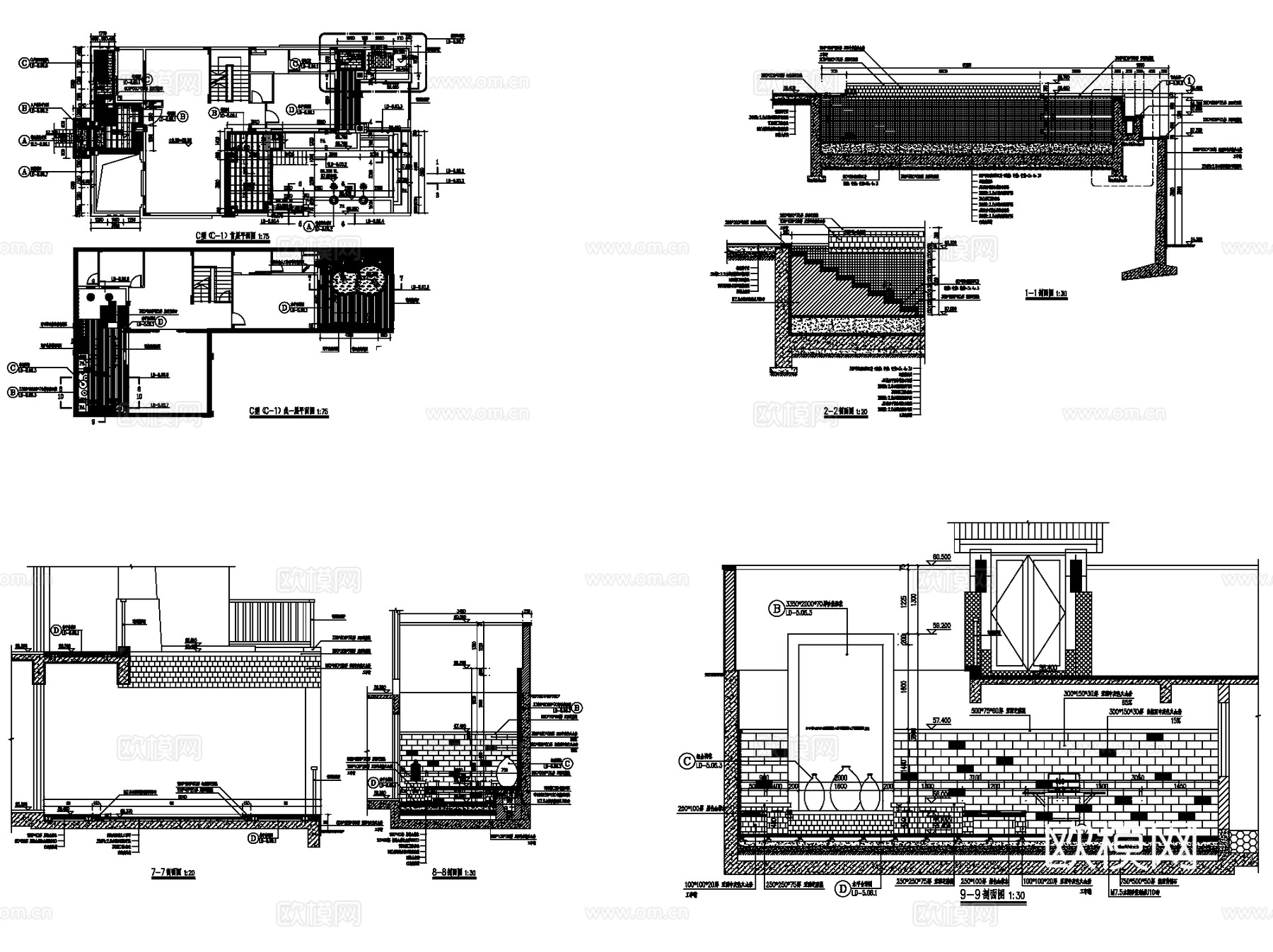 方直芙蓉墅各户型别墅景观CAD施工图集 5套cad施工图