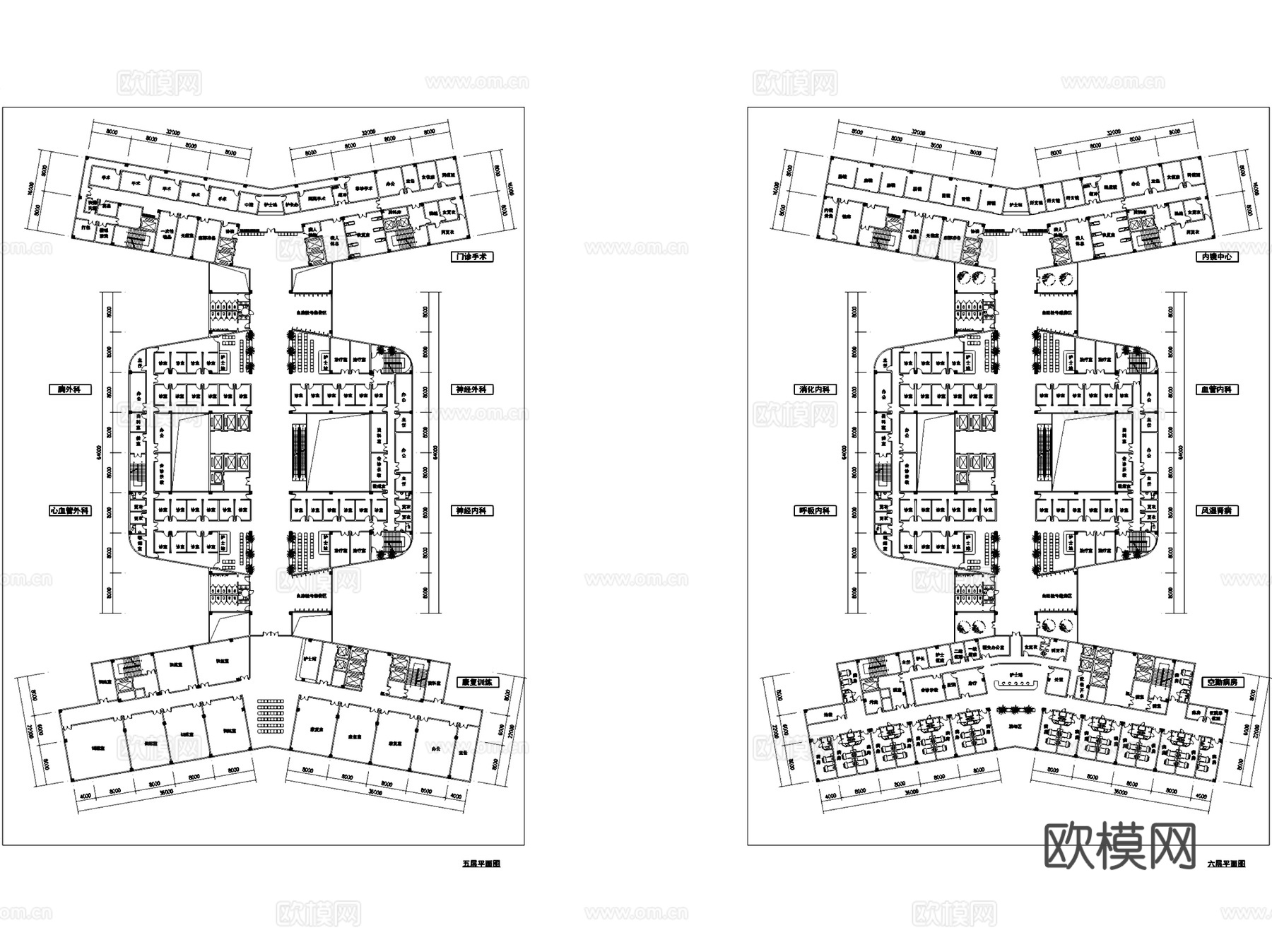 北京空军总医院门诊医技空勤大楼建筑平面CAD施工图+文本cad施工图