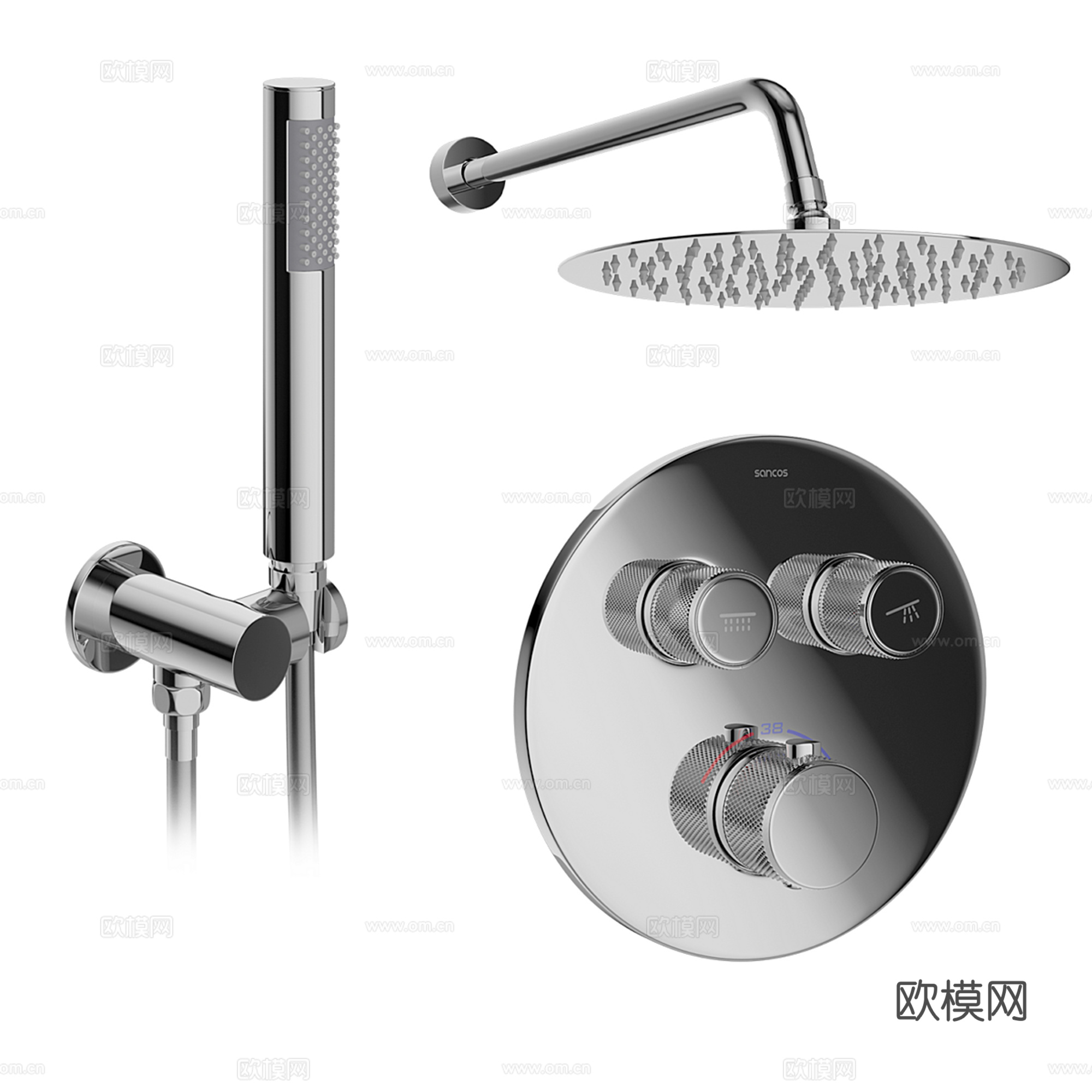 现代卫浴花洒喷淋su模型