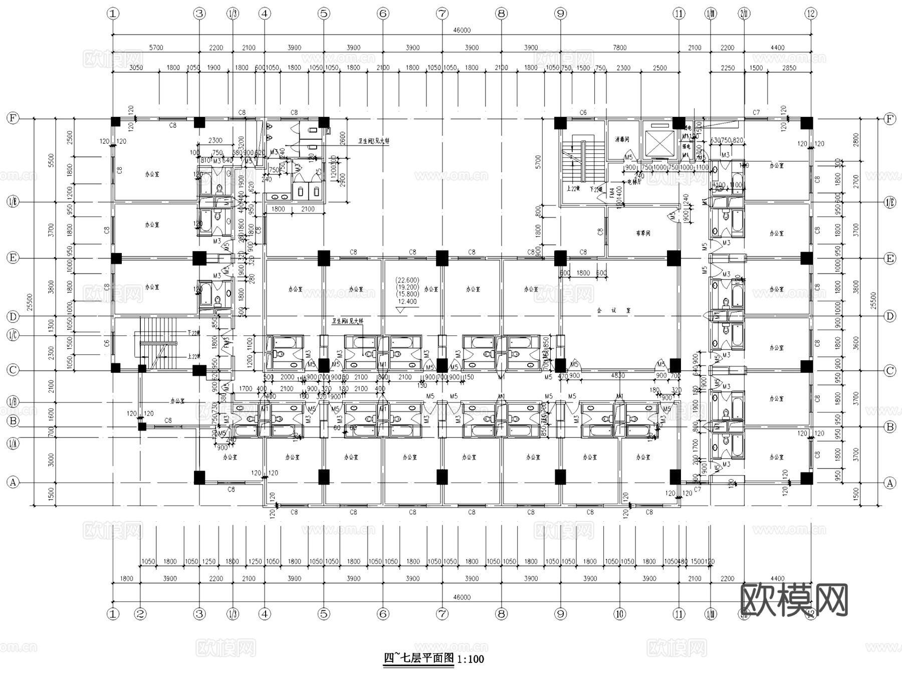 公司企业办公楼写字楼建筑CAD施工图集 30套cad施工图