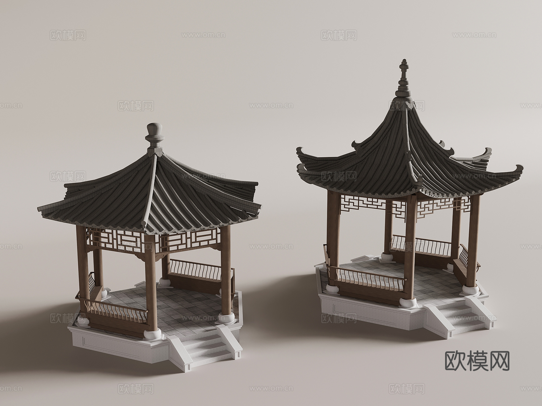 新中式凉亭 亭子3d模型下载