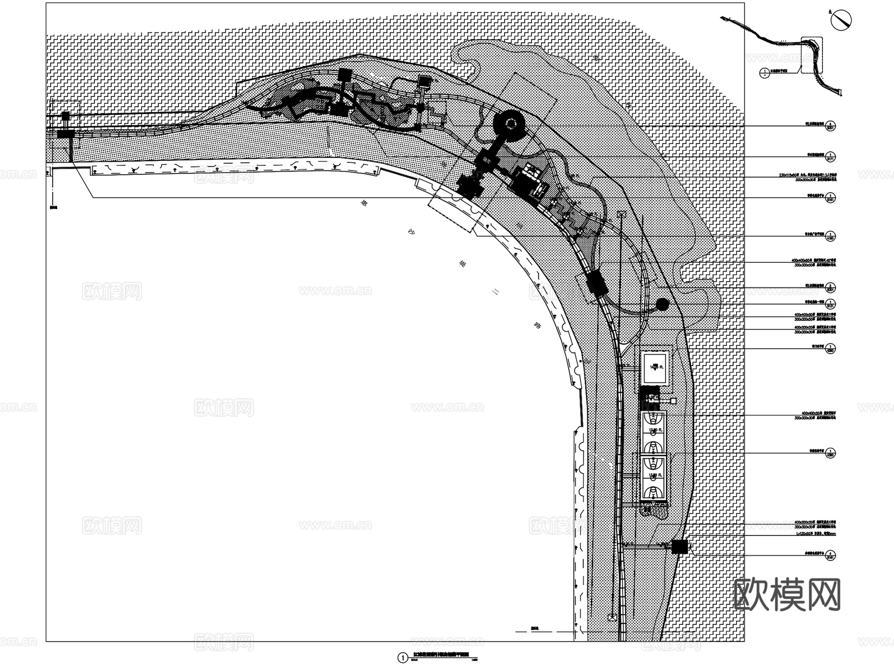 红楼滩滨水湿地公园景观CAD施工图全套cad施工图