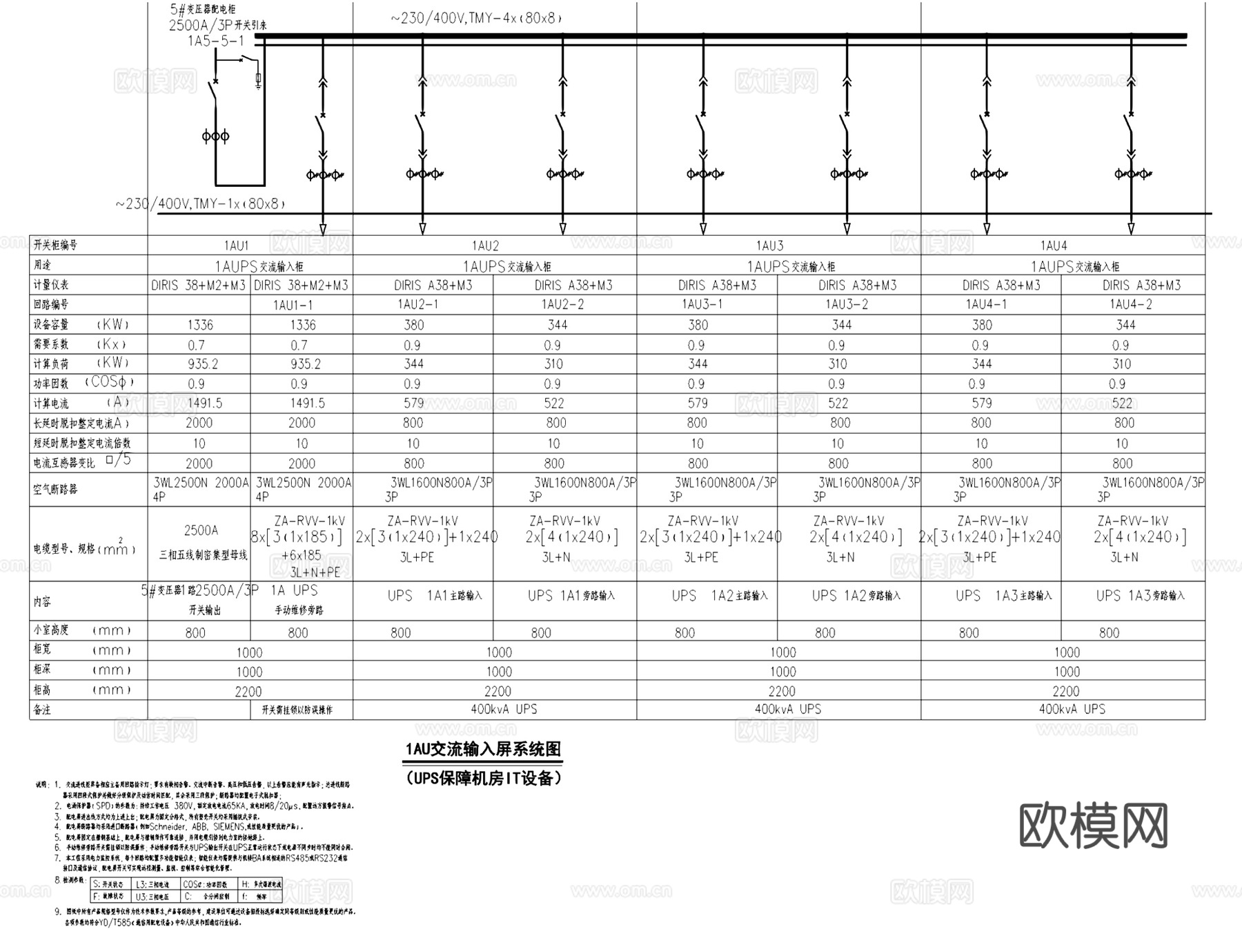 鞍山云数数据中心3号厂房电源设计整套CAD施工图cad施工图