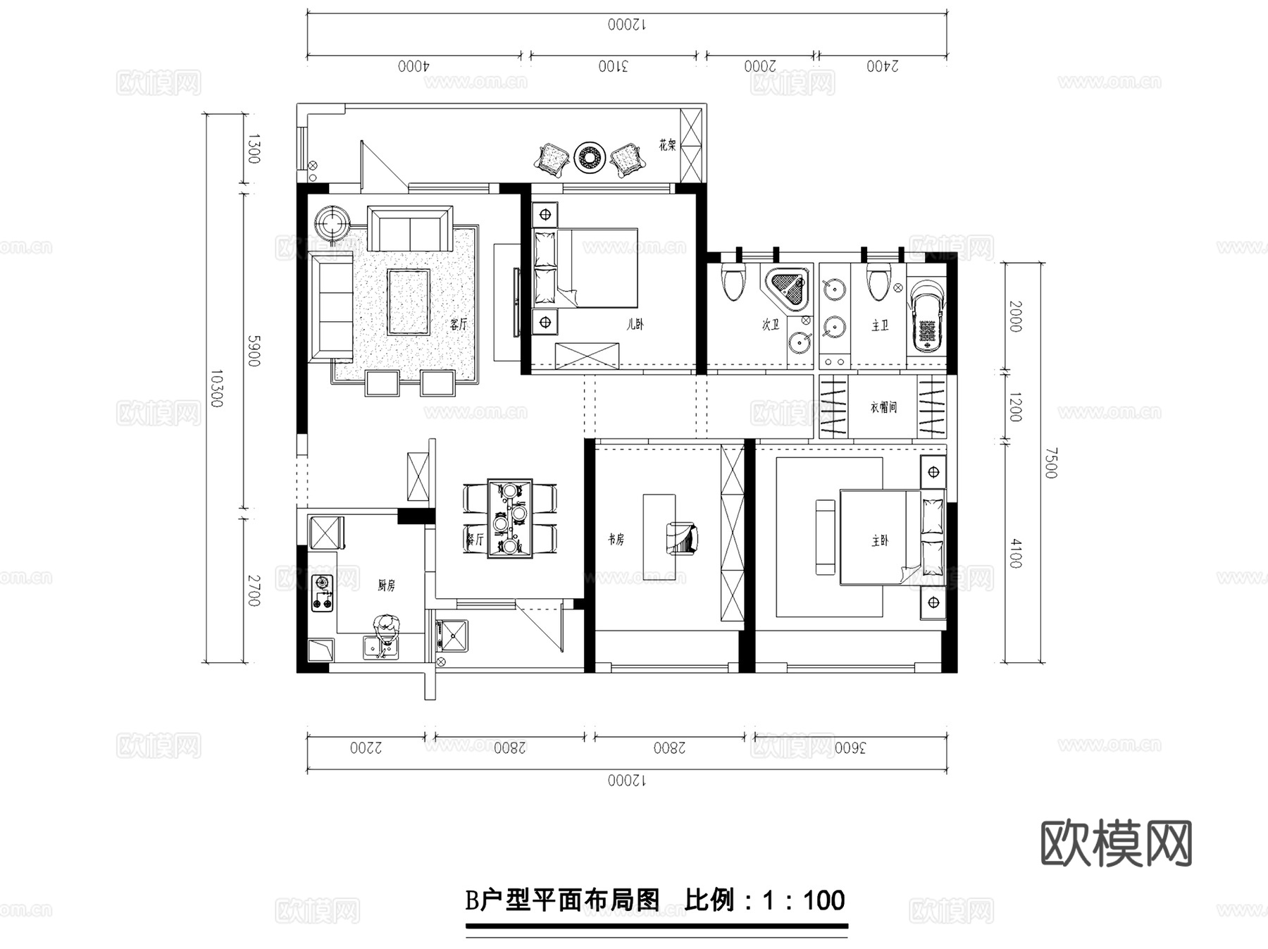 赤壁西湖国际广场住宅室内家装CAD施工图全套cad施工图