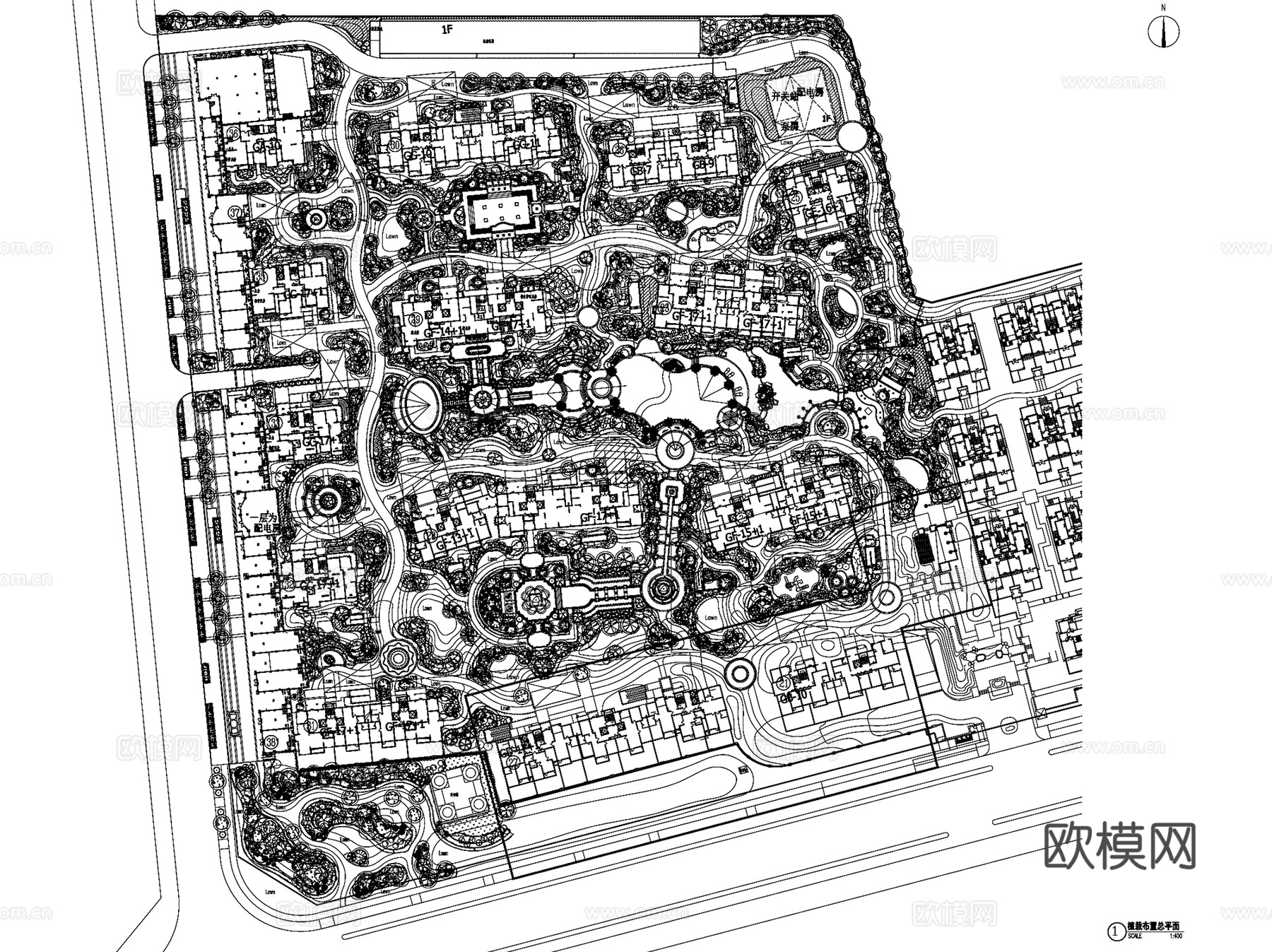 地产景观大区展示区商业植物配置CAD施工图集 7套cad施工图