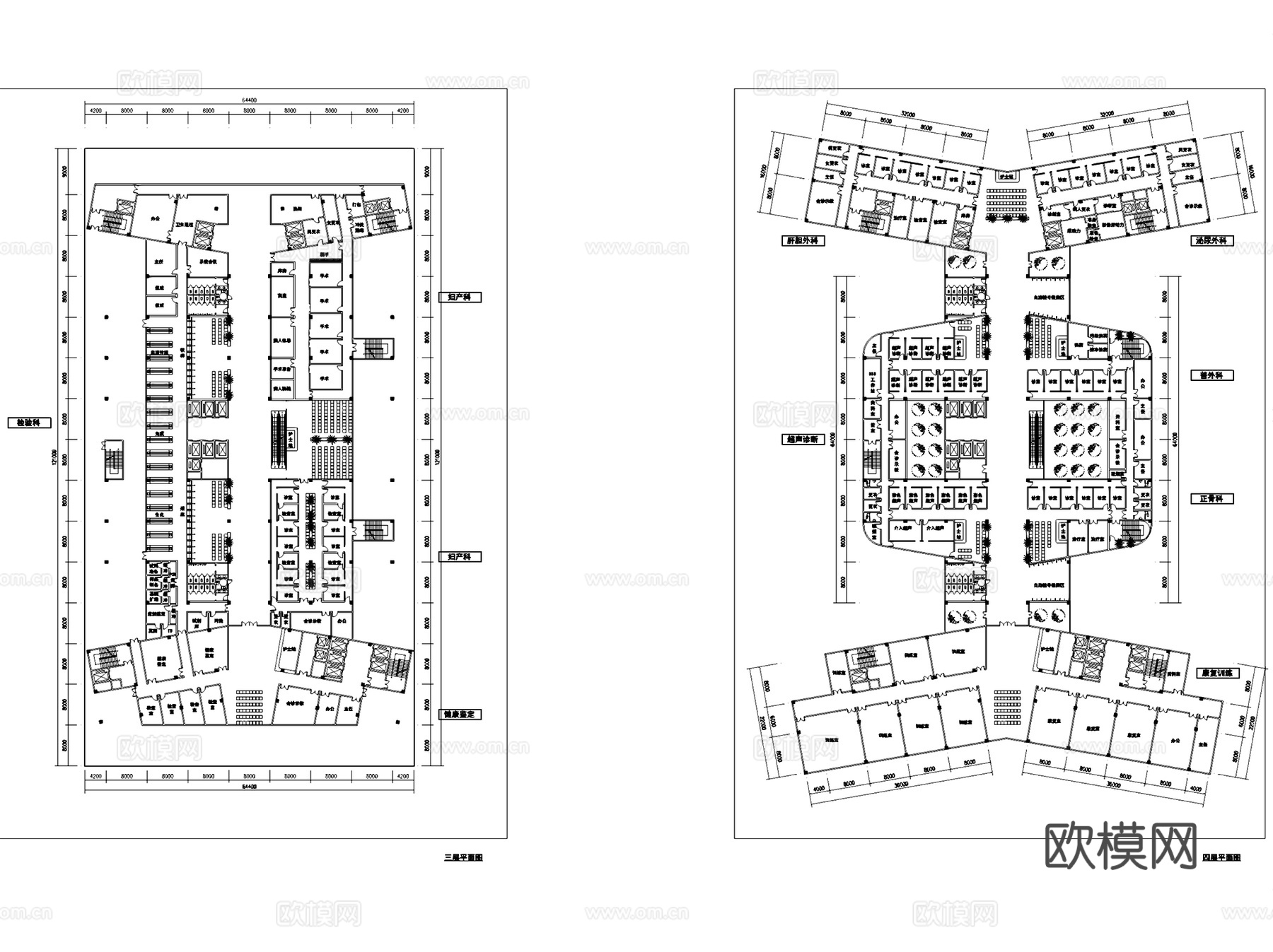 北京空军总医院门诊医技空勤大楼建筑平面CAD施工图+文本cad施工图