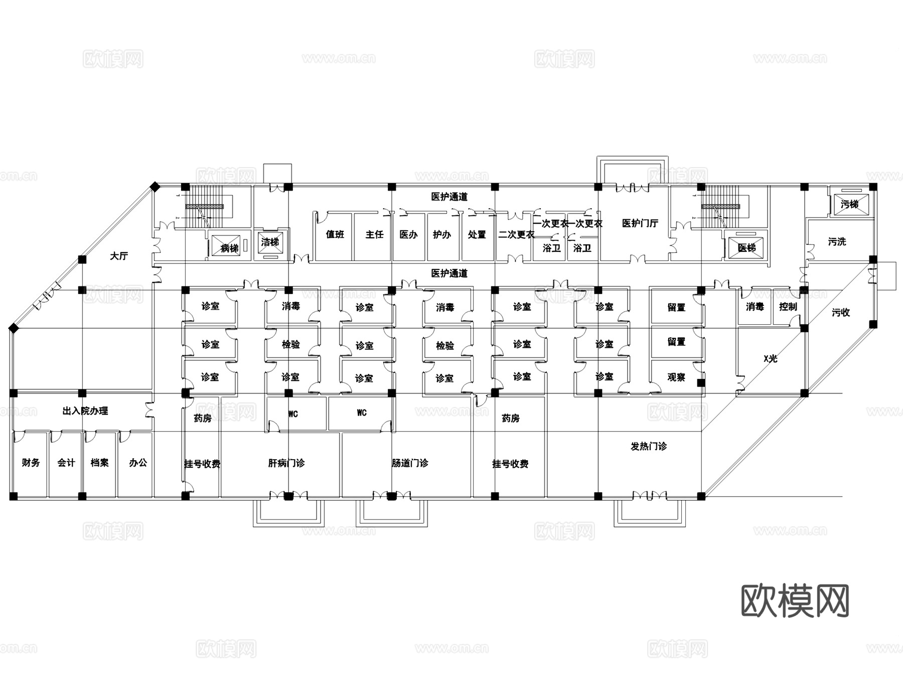 福鼎市医院百盛新院区医疗建筑平面CAD施工图+文本cad施工图