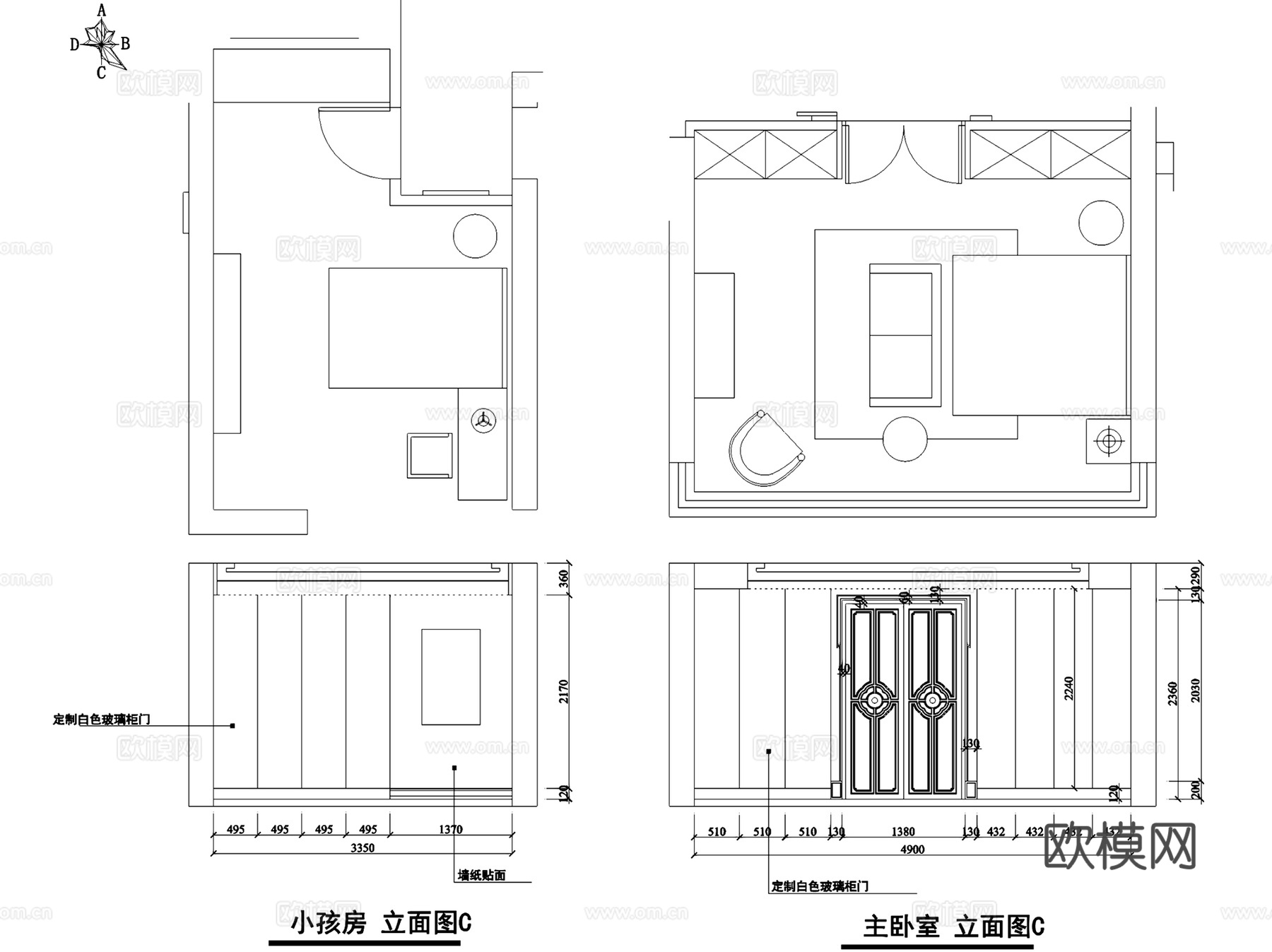 嘉兴现代平层住宅室内家装设计CAD施工图全套cad施工图