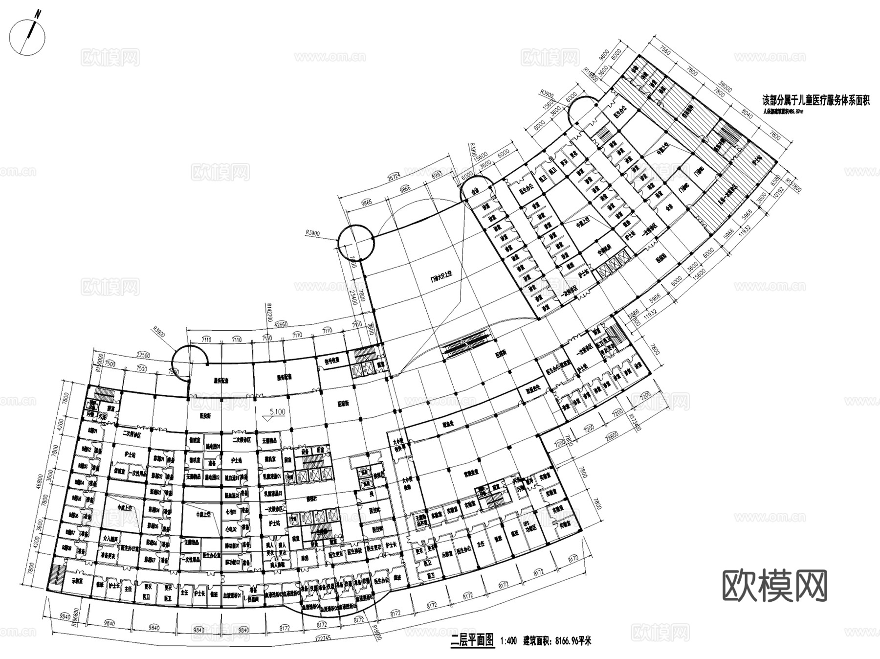 达州中心医院住院部改扩建建筑平面CAD施工图+文本cad施工图