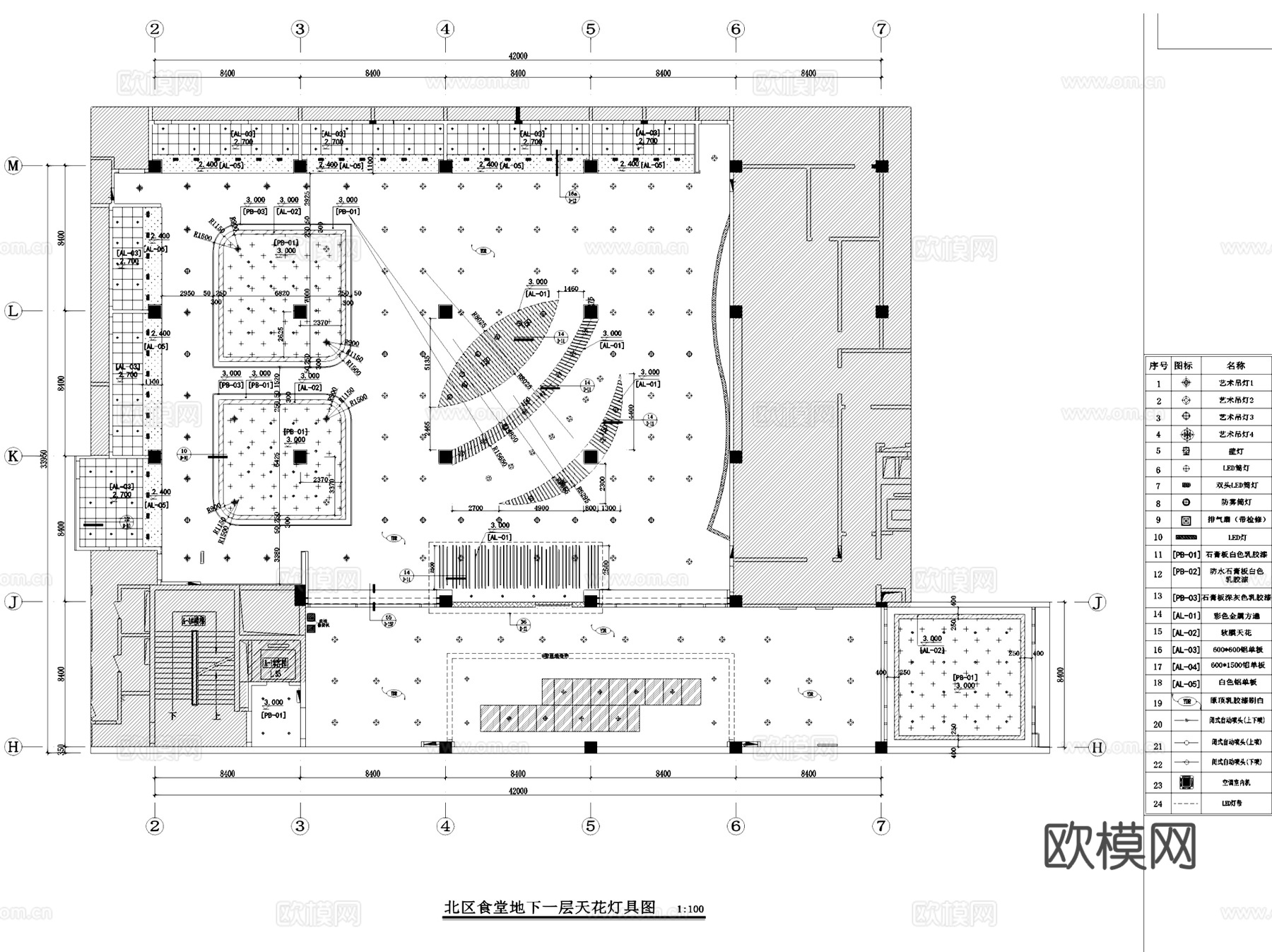 北航大北区学生食堂室内装饰CAD施工图整套cad施工图