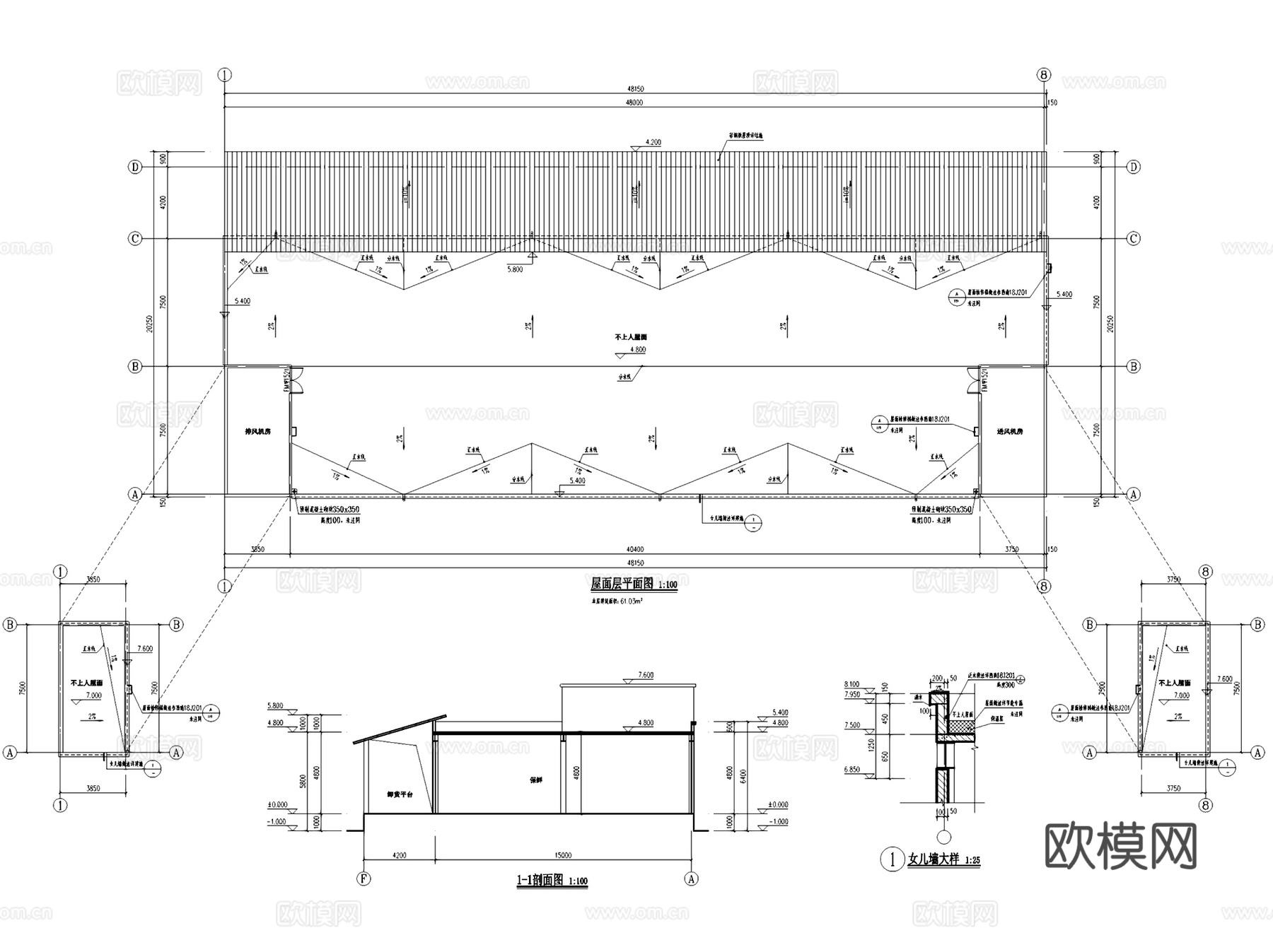 板桥街道农特产品交易市场冷库建筑CAD施工图全套cad施工图