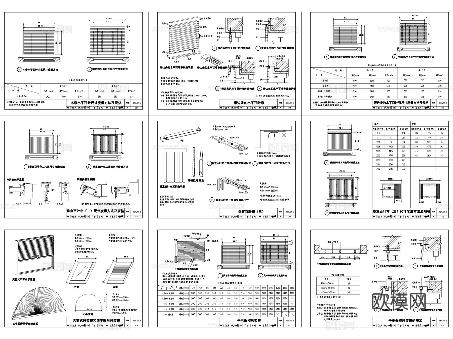 窗户窗台窗套飘窗窗帘节点大样CAD施工图集 10套cad施工图