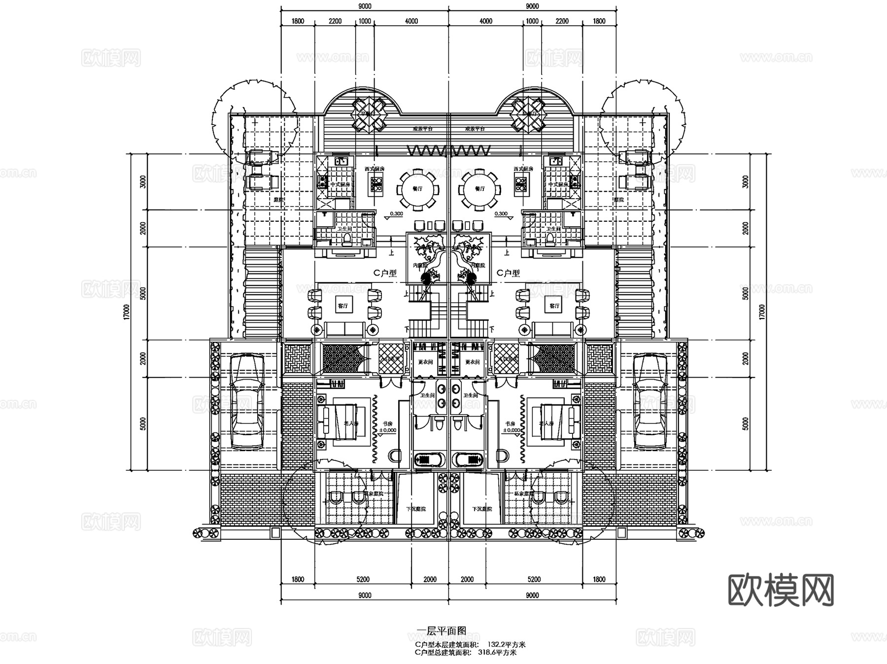 独栋双拼叠加别墅户型图CAD施工图集 28套cad施工图