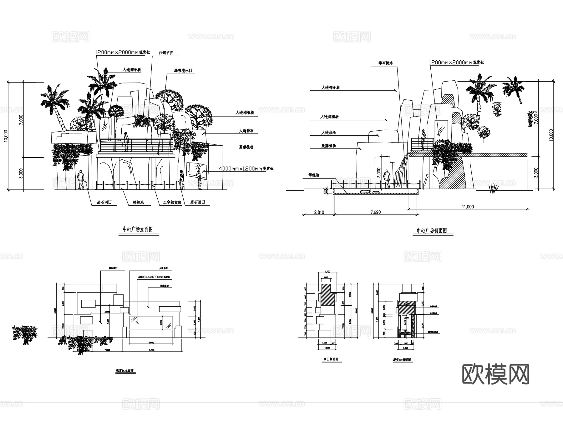 假山叠石置石点景石景观CAD施工图集 85套cad施工图