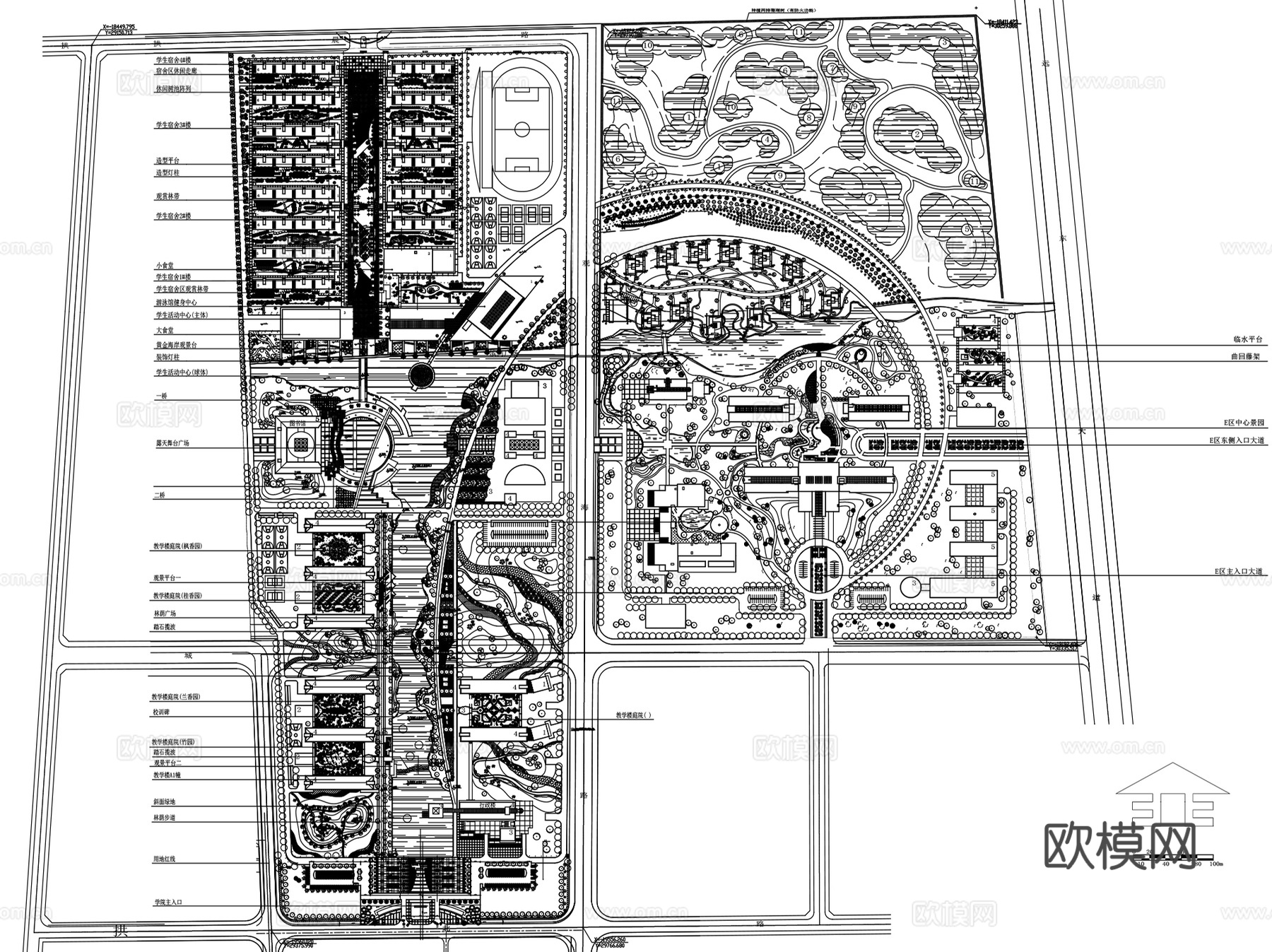 各类学校校园 景观规划设计平面CAD图集 50套cad施工图