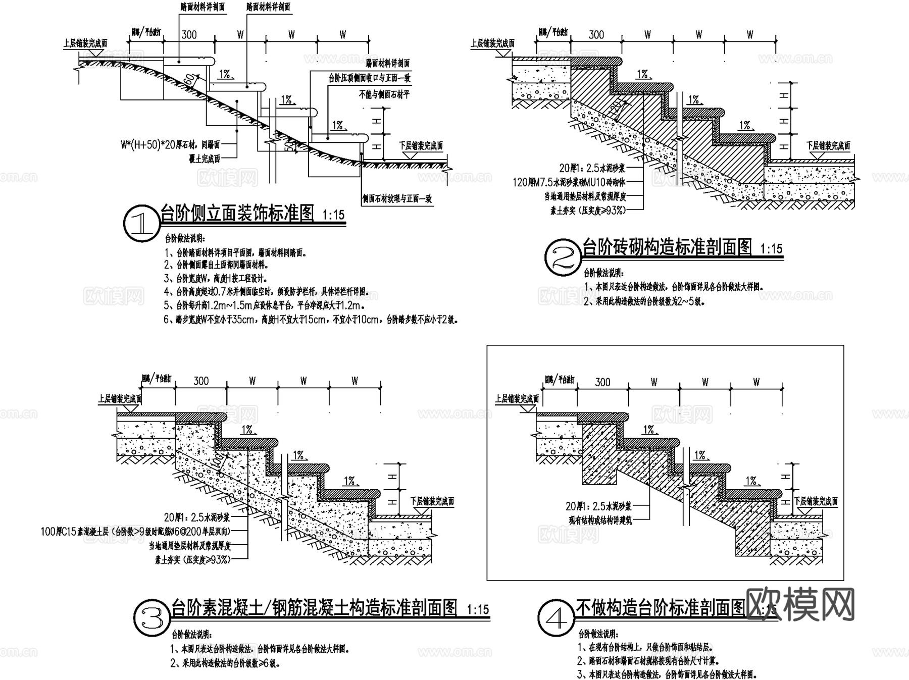 恒大常用园林景观通用大样标准化CAD施工图集 12套cad施工图