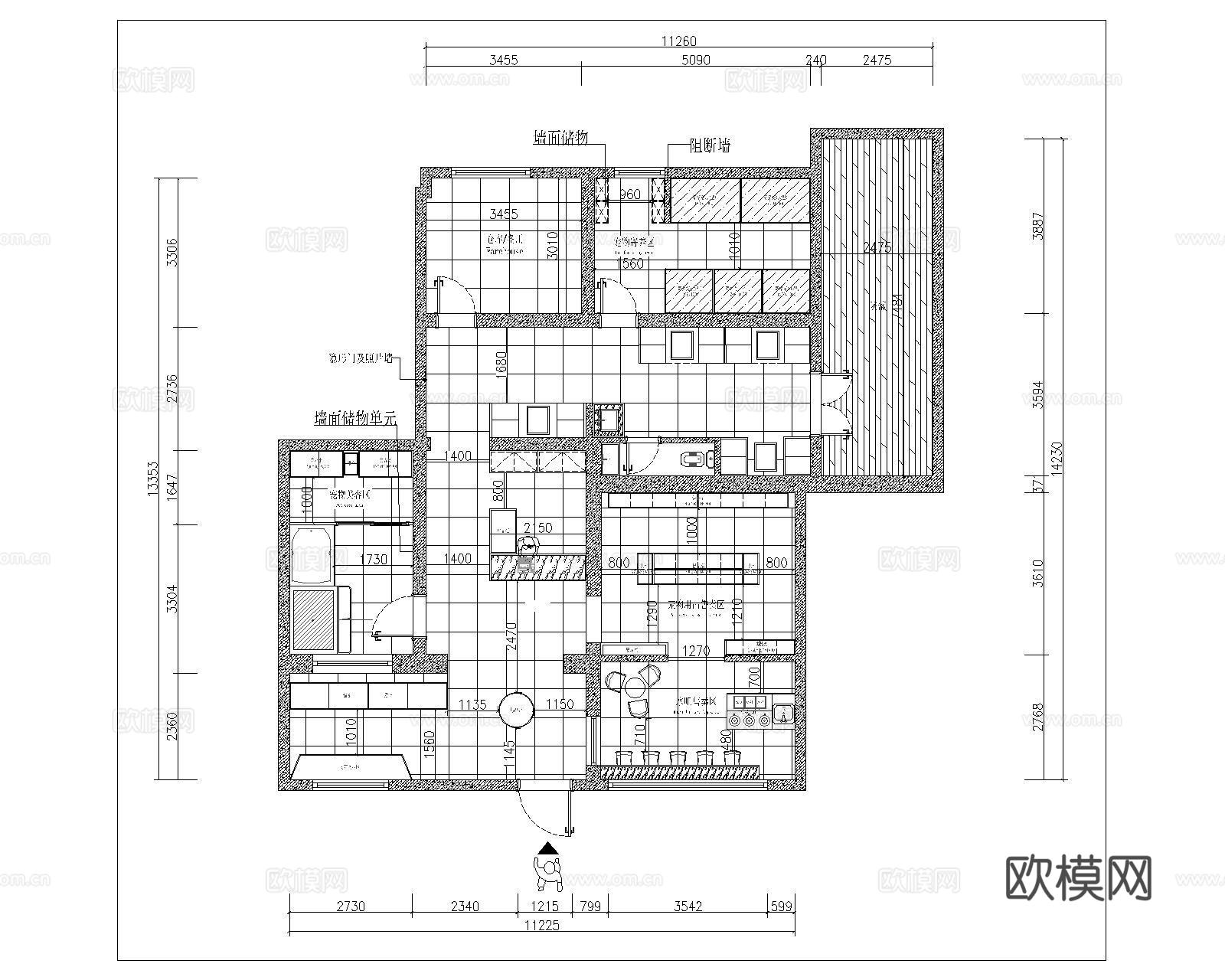 宠物医院CAD平面cad施工图