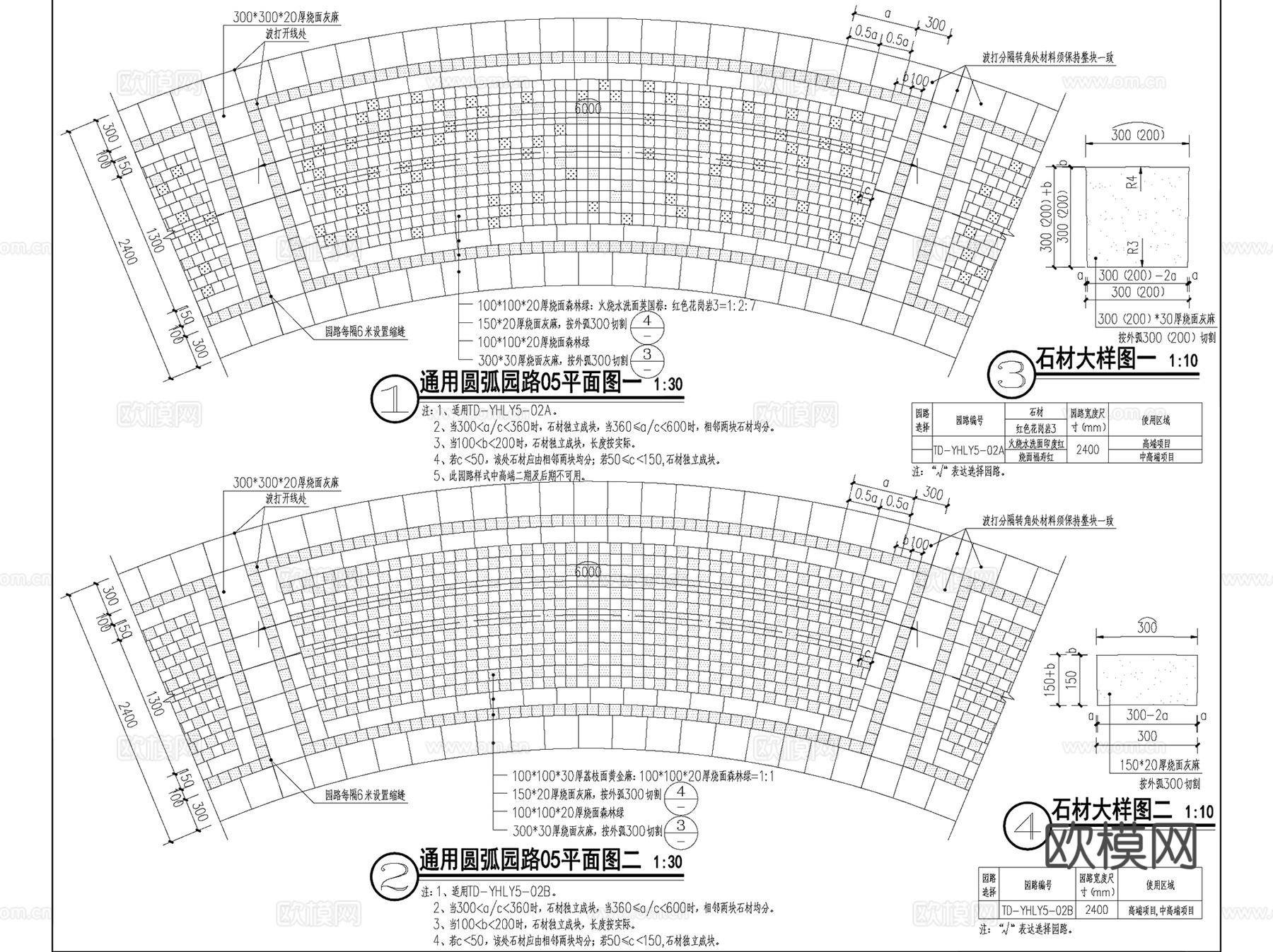 恒大居住区景观园路平台汀步铺装模块标准化CAD施工图集cad施工图