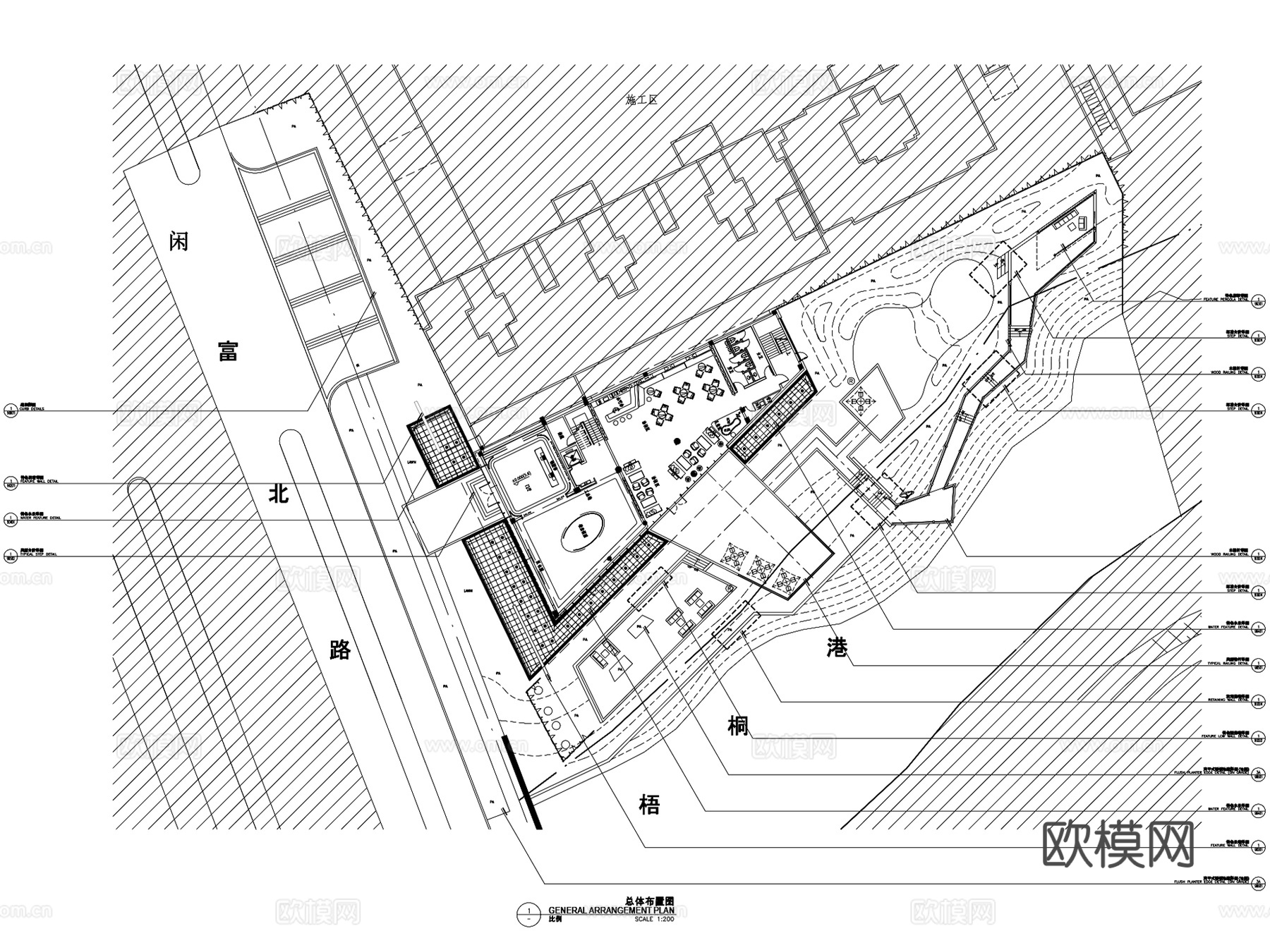杭州融创西溪海展示区示范区景观CAD扩初图全套+文本cad施工图