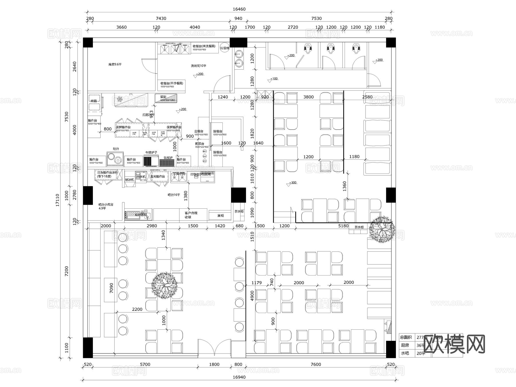 28套西餐厅牛排店餐厅餐饮空间CAD平面图cad施工图