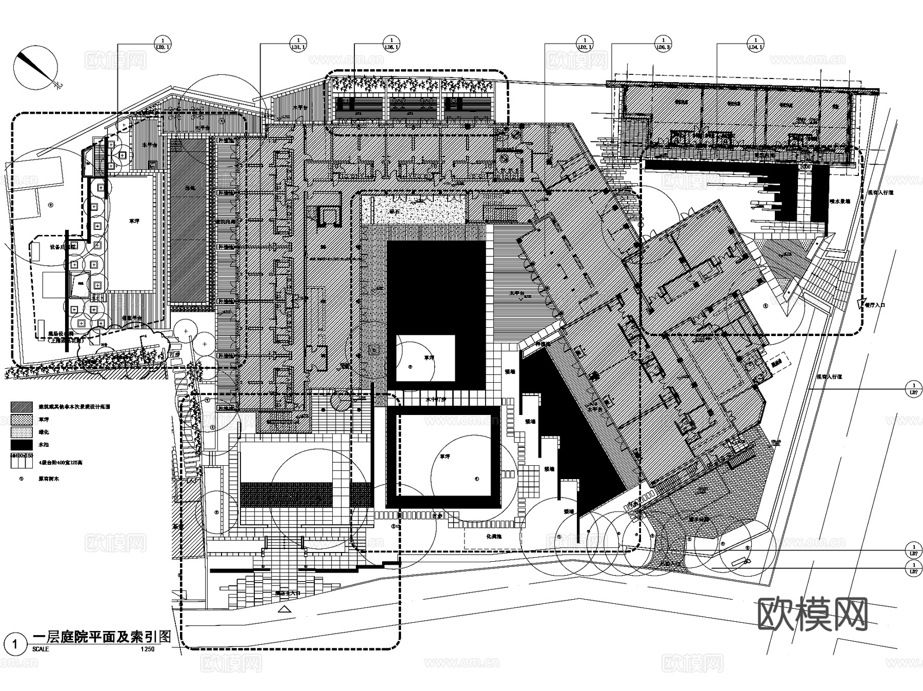 杭州九里云松酒店景观改造CAD施工图全套cad施工图