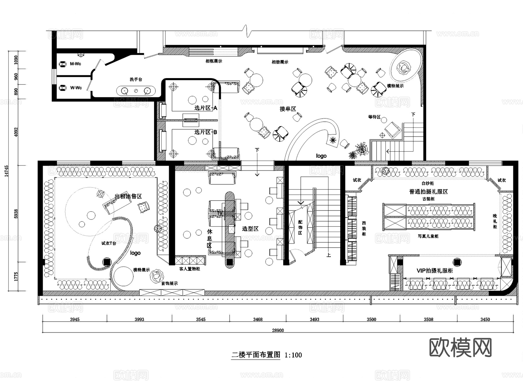 爱诺艺术婚纱摄影影楼室内装饰CAD施工图整套cad施工图