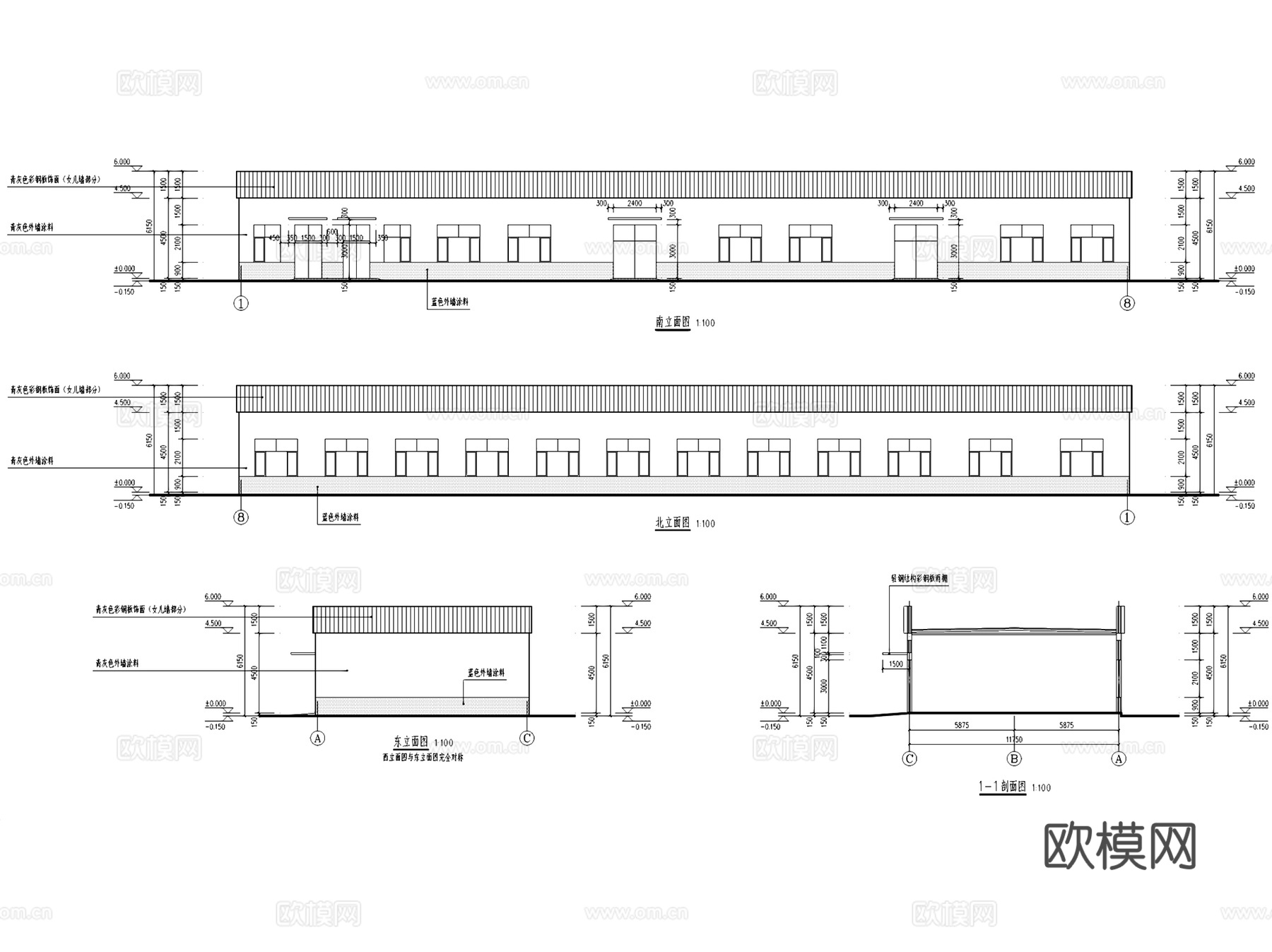 海兴农场恒温库冰库车间建筑CAD施工图全套cad施工图