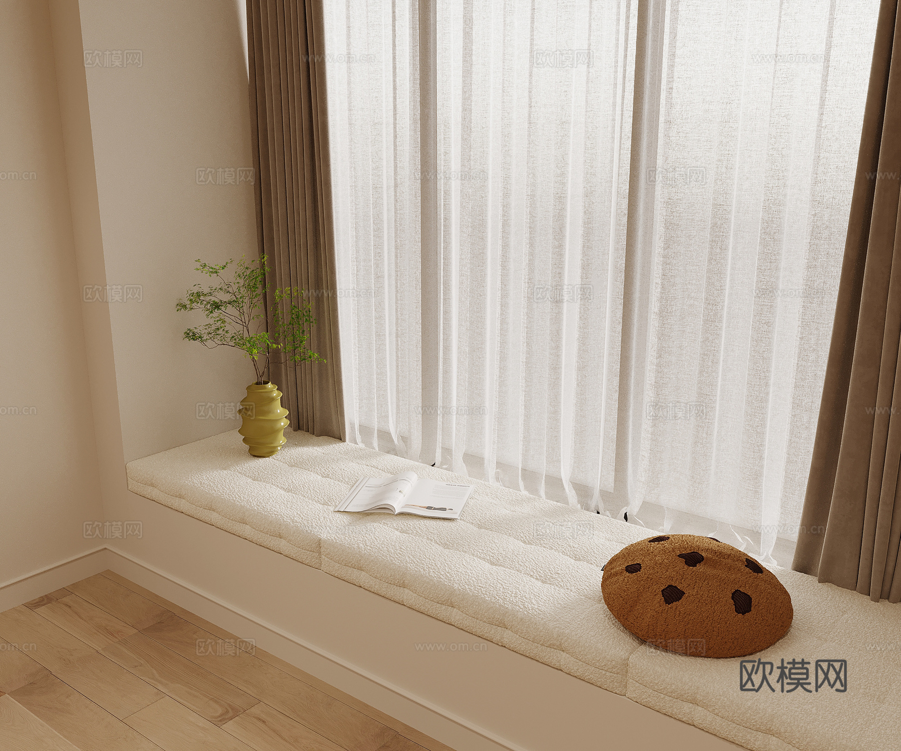 现代简约飘窗坐垫3d模型下载